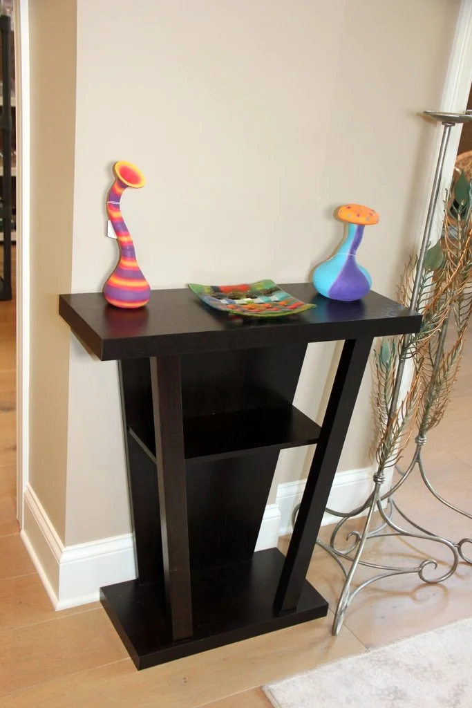 Console Table, Robert Wagoner Dr. Suess Style Vases