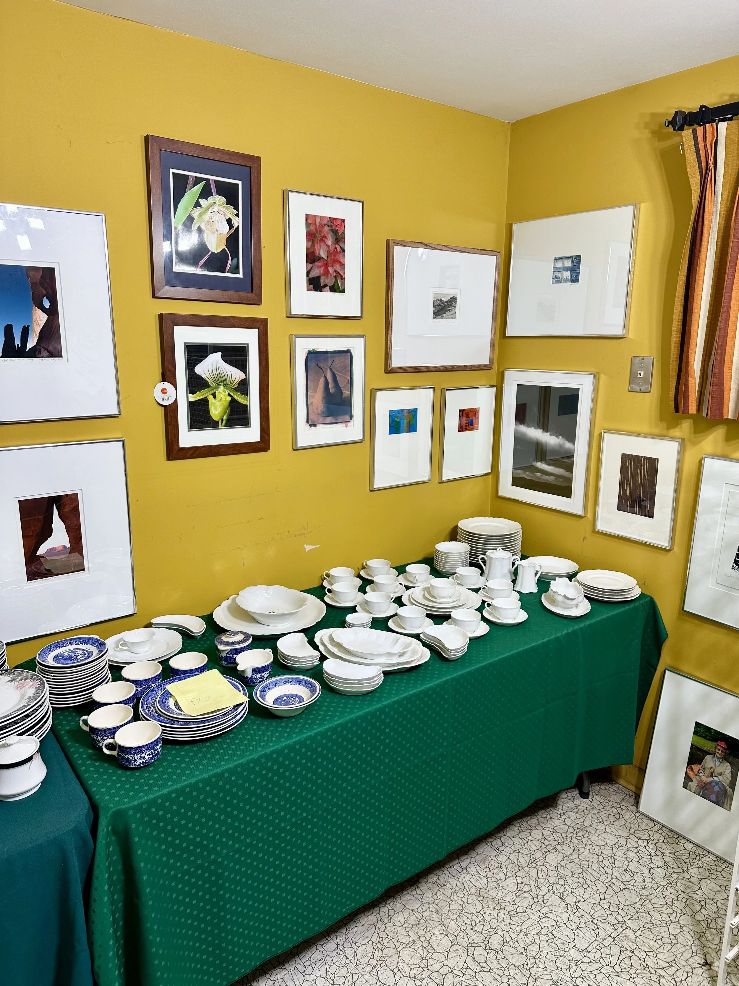 Haviland Limoges swirled scalloped porcelain set and framed artwork