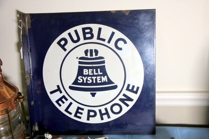 VERY NICE Bell Systems Double Sided Porcelain Telephone Sign