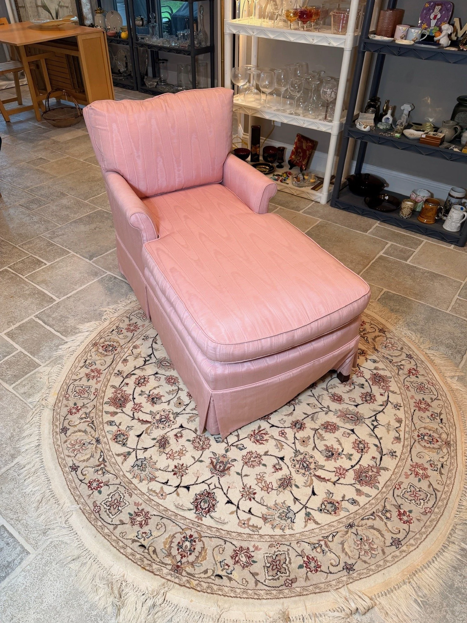 Pink chaise lounge chair