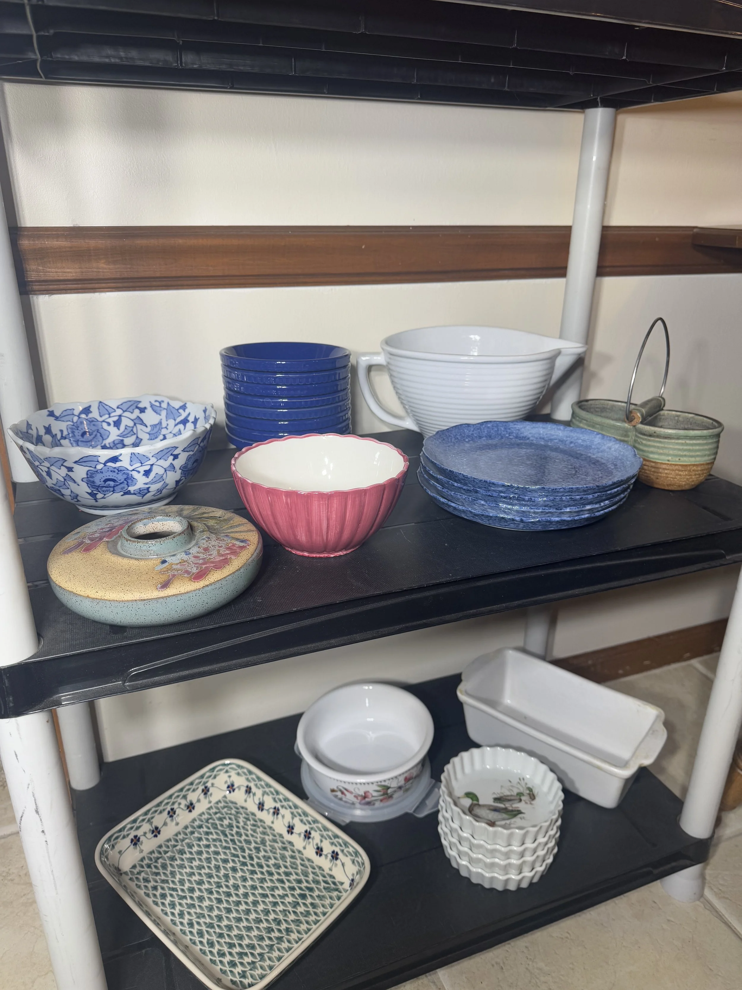 various kitchenware and serving dishes 