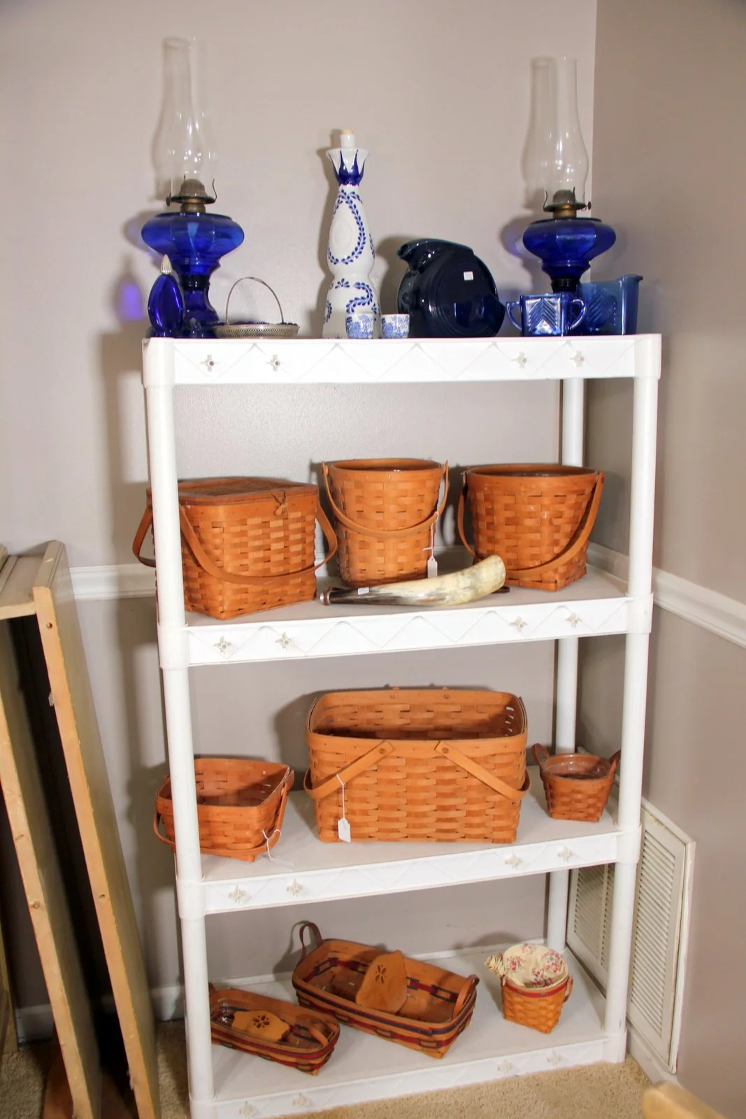 Cobalt Kerosene Lamps, Longaberger Baskets