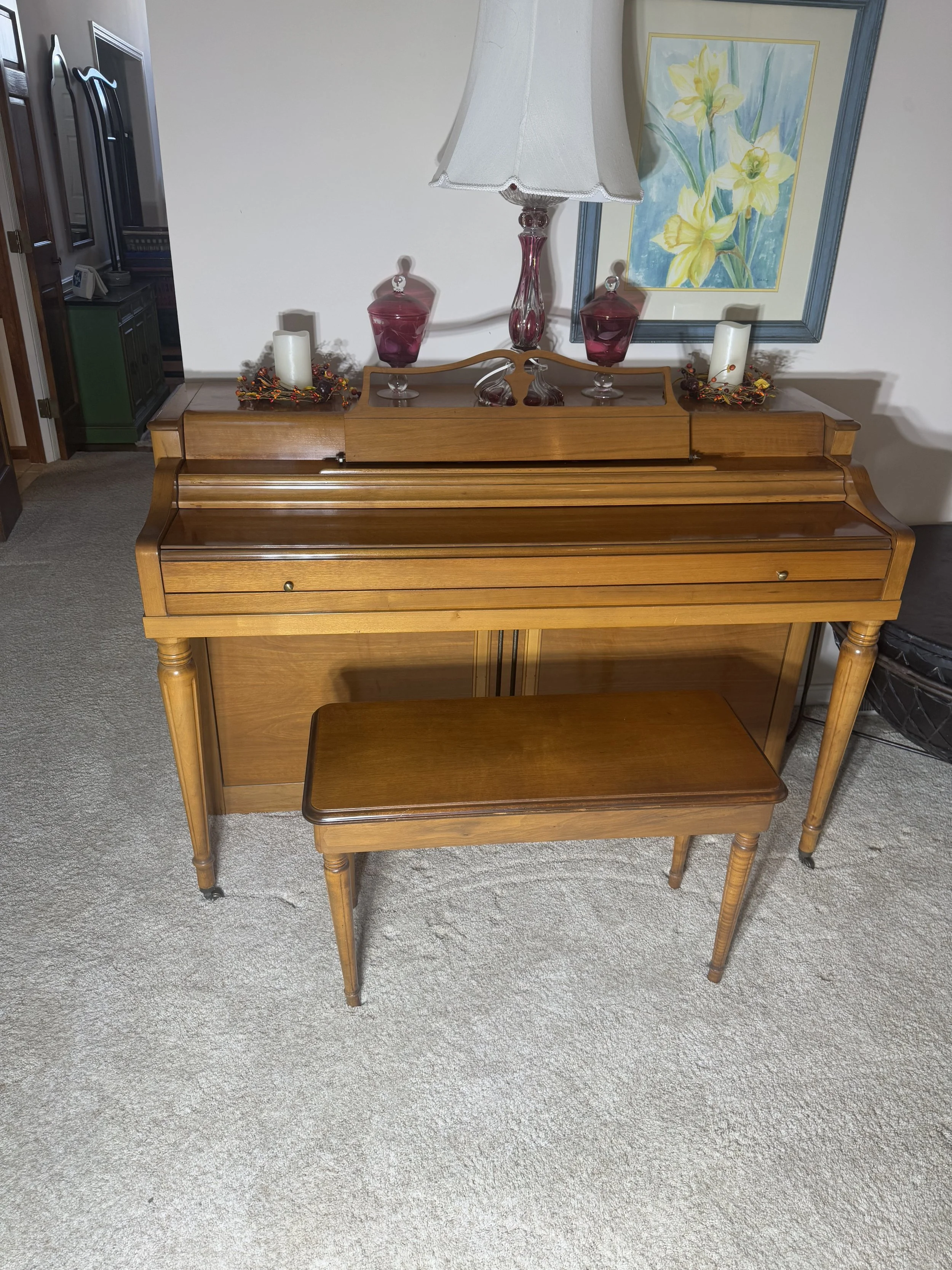 acoustic Wurlitzer console piano with bench 
