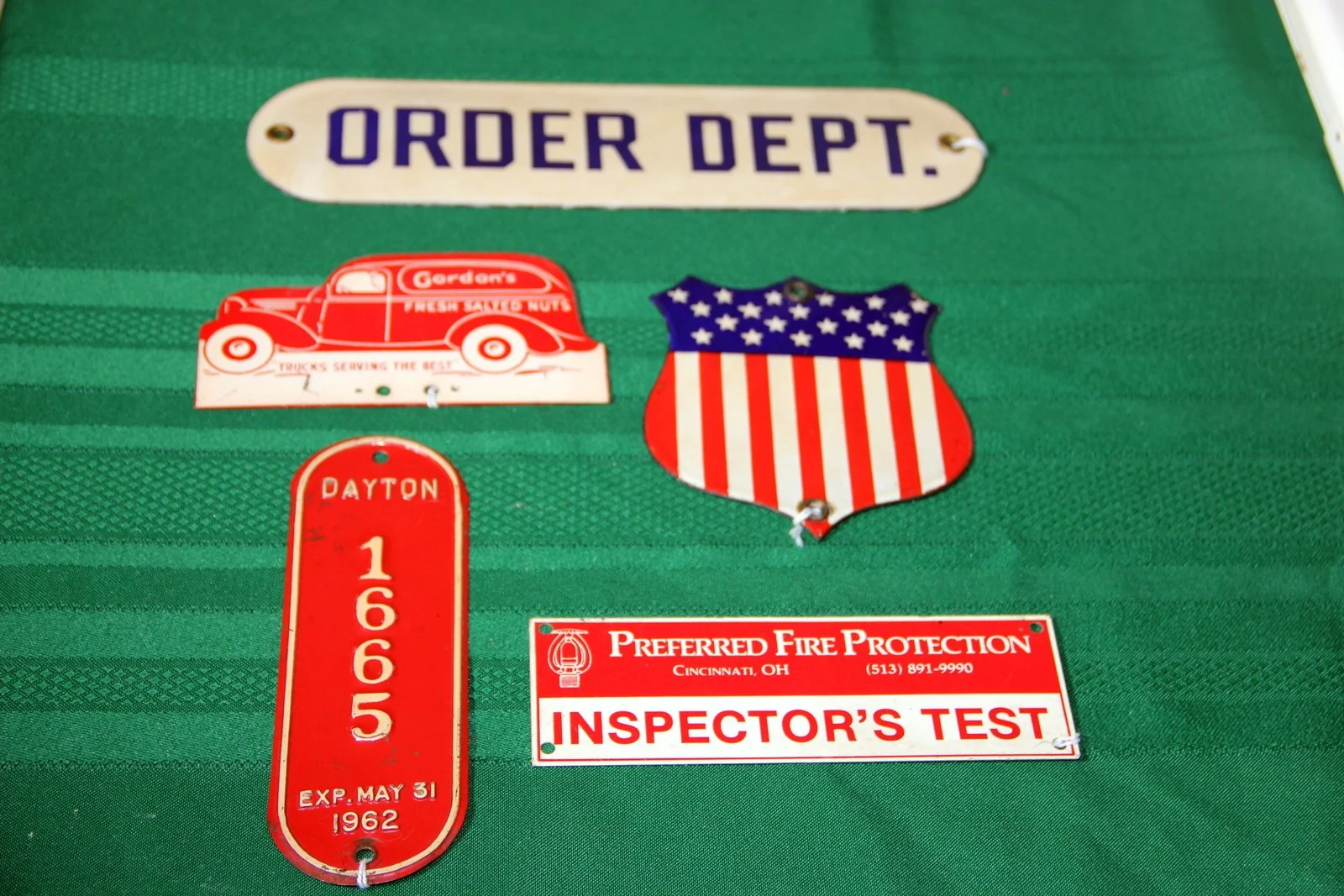 License Plate Toppers, 1962 Dayton Bicycle License, Porcelain Signs