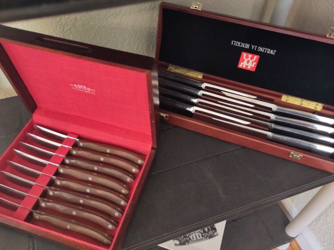 Knife sets by Cutco and Zwilling J.A. Henckels,