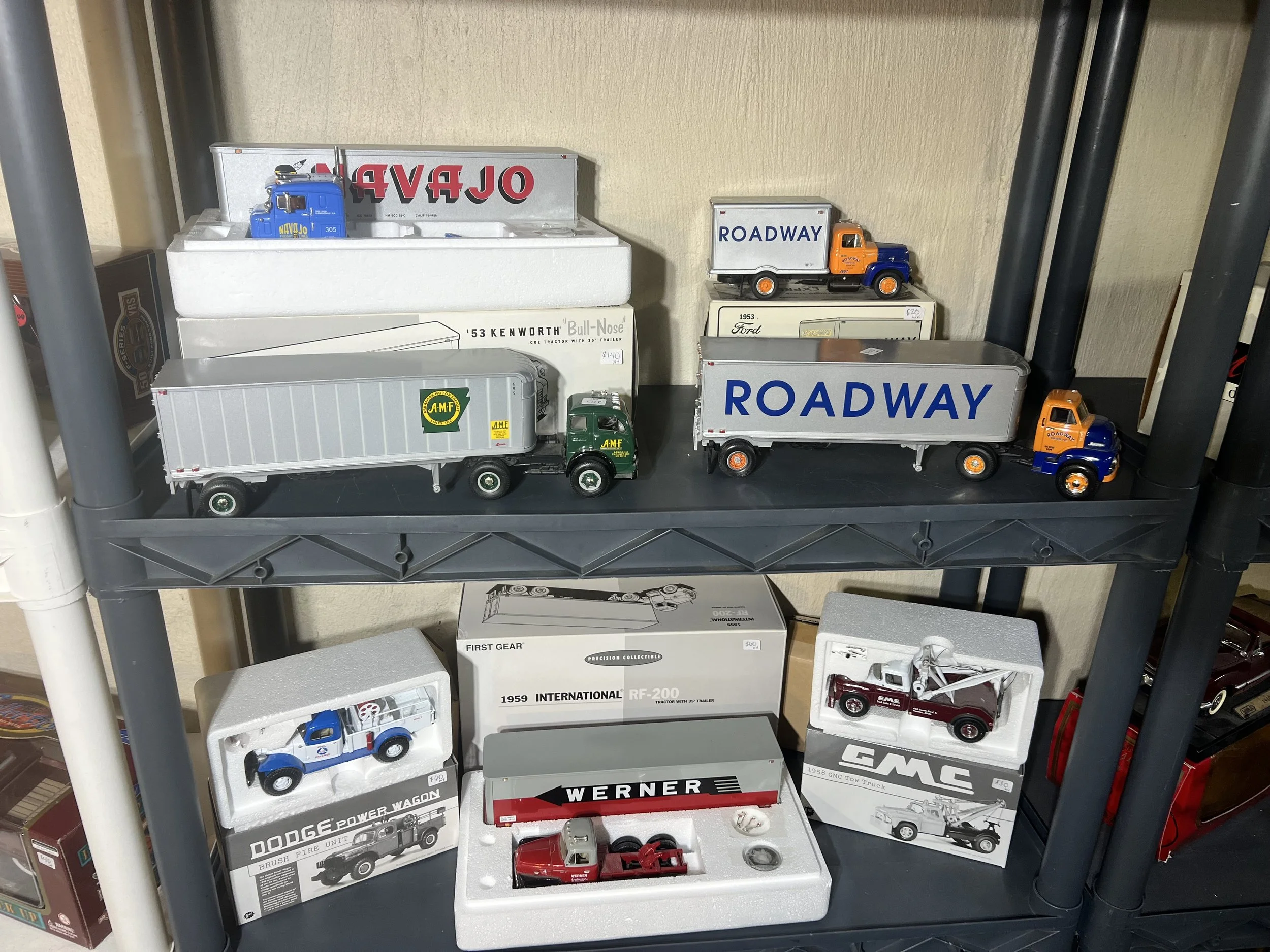 Trucking industry collection featuring Roadway Express and International semi-trucks