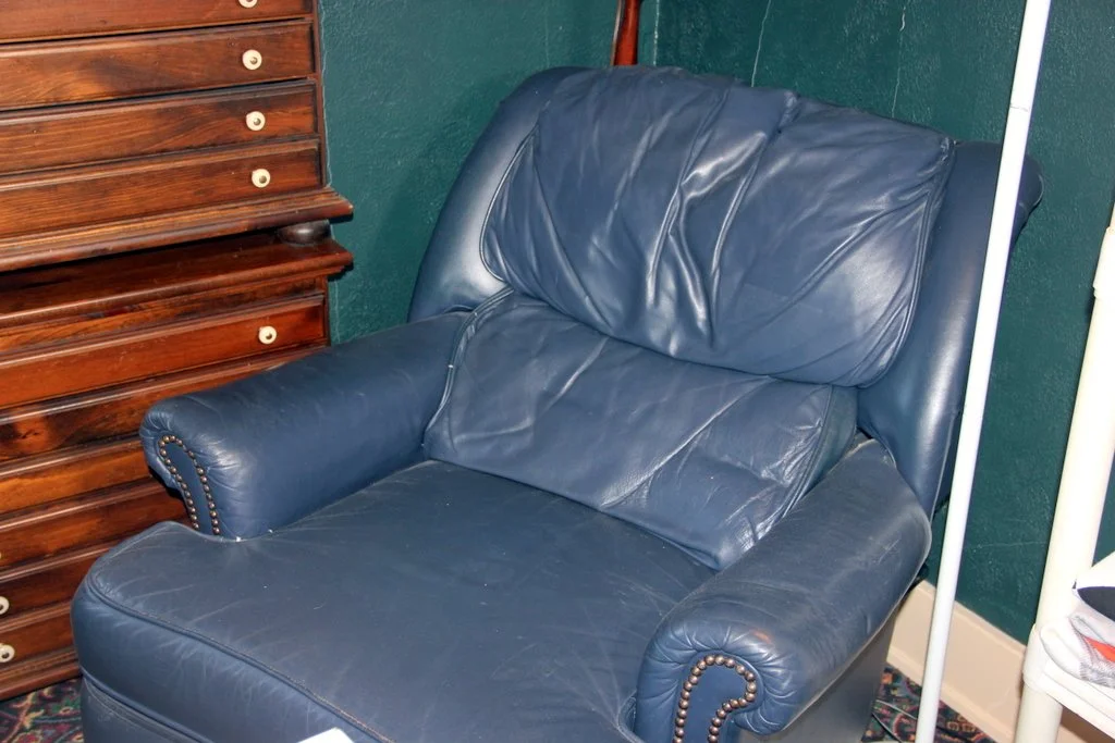 Pair of Blue Leather Barcaloungers
