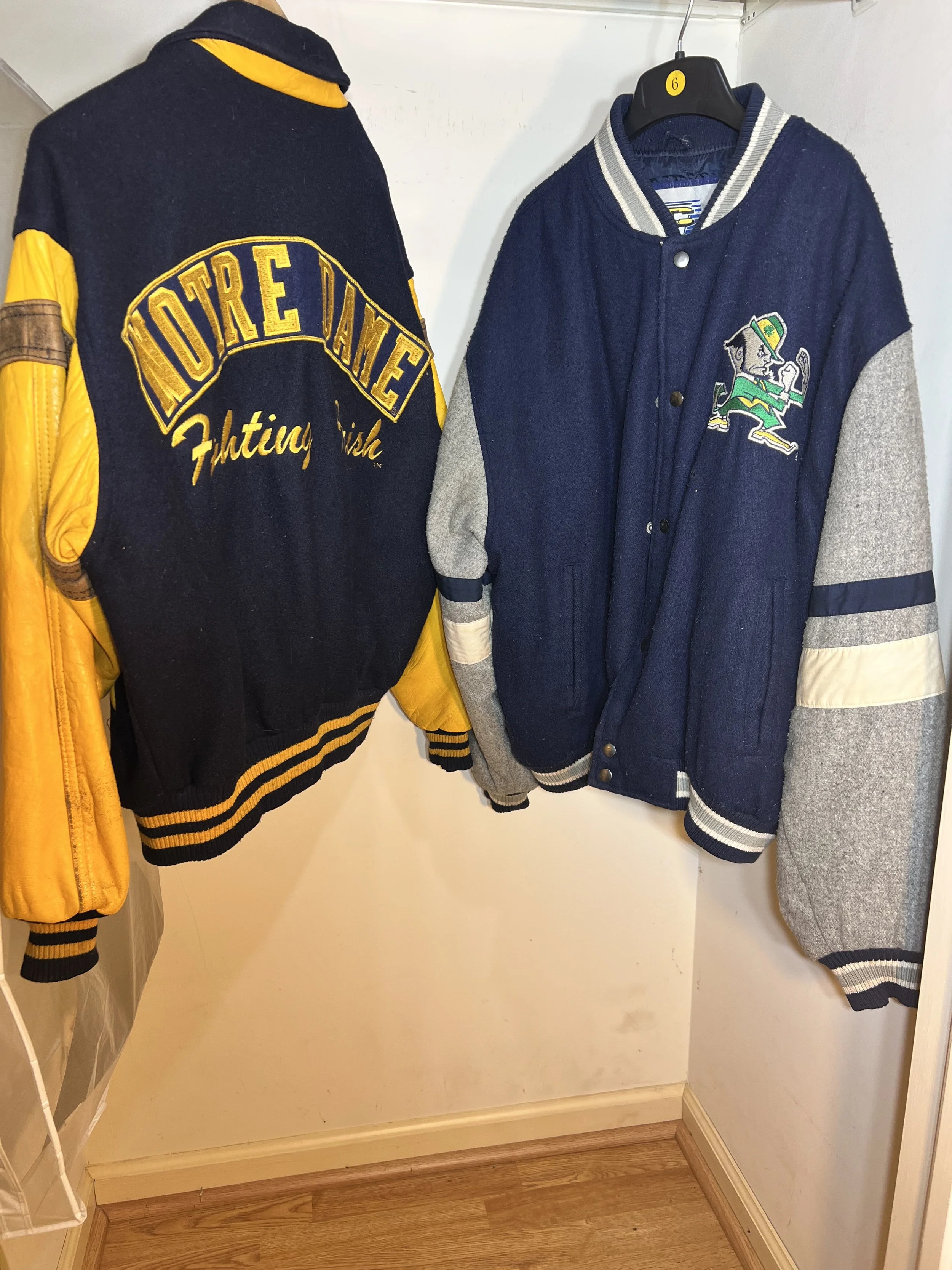 Varsity Pride: Two vintage Notre Dame varsity jackets