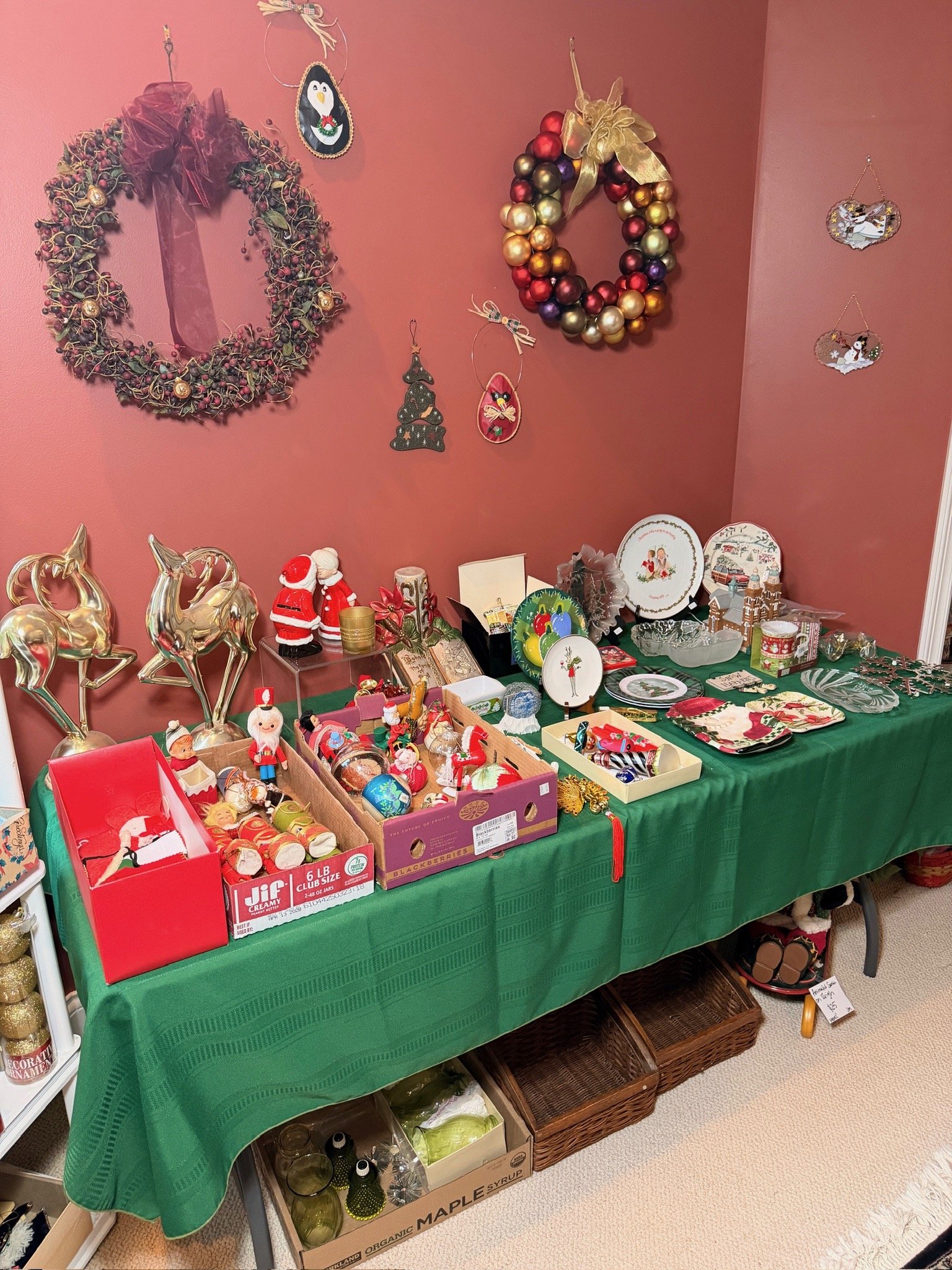 Assortment of vintage and modern holiday decorations