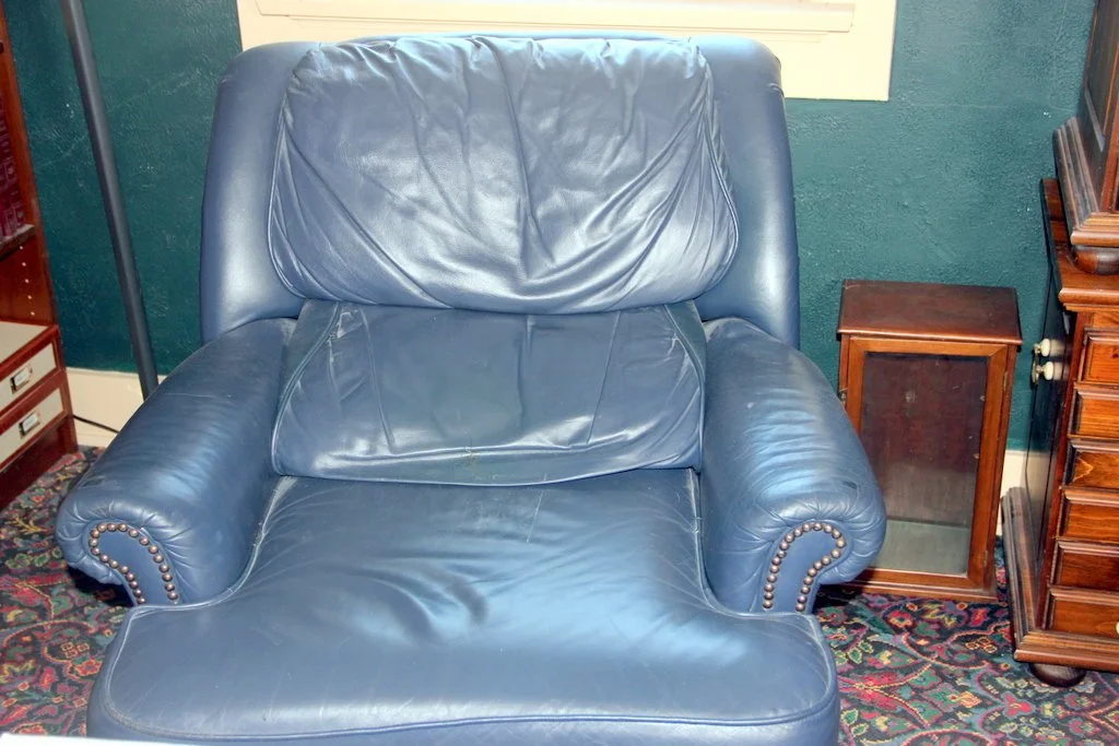 Pair of Blue Leather Barcaloungers