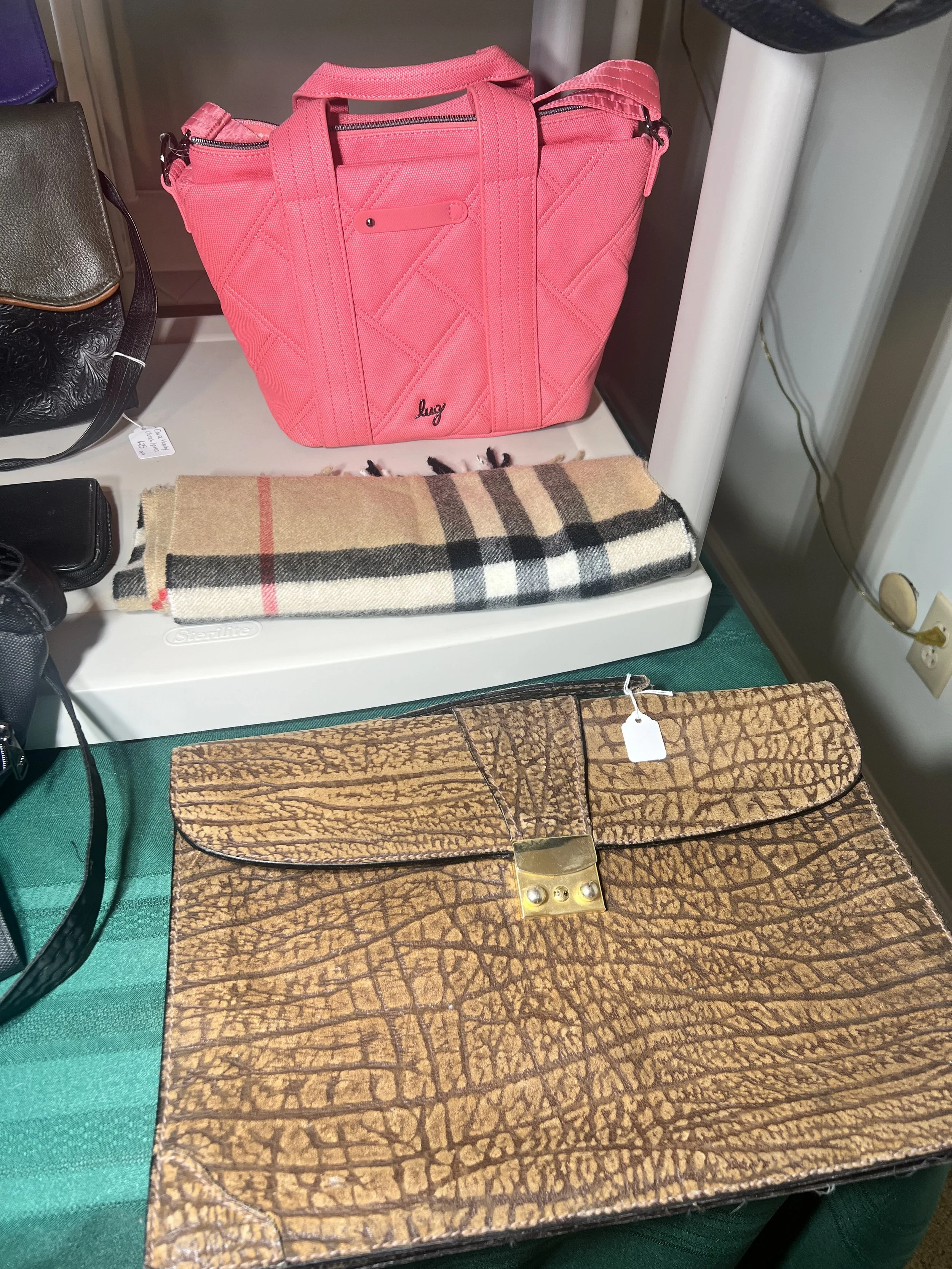 Designer Handbags: Dooney & Bourke leather tote, Coach bags, vintage exotic skin (croc/lizard) bags, and Lug quilted bags