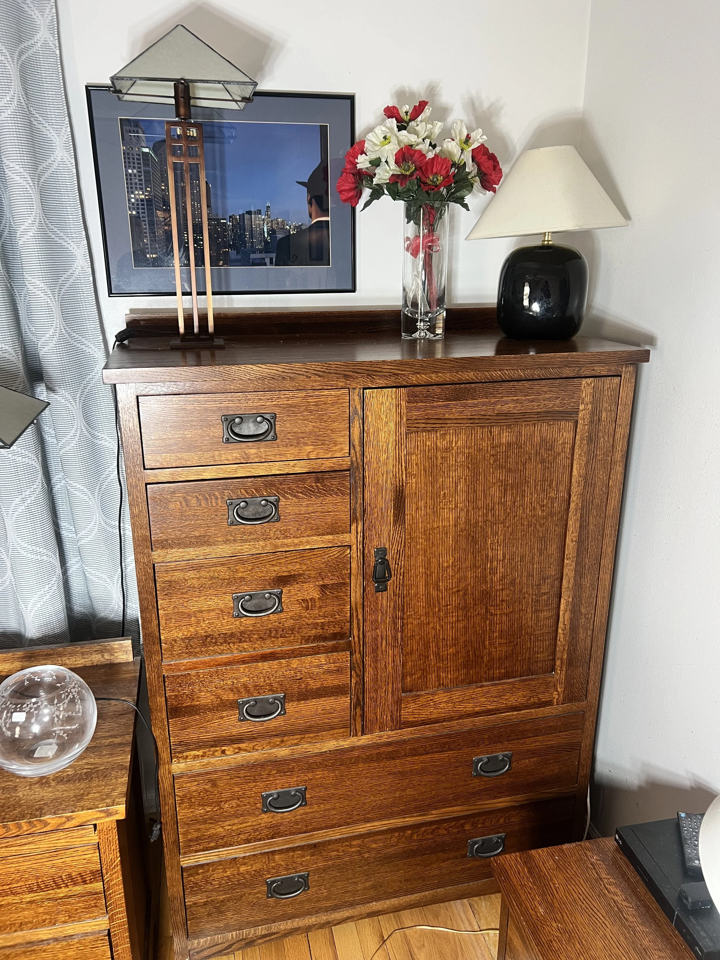 Michaels of Sacramento Mission oak gentleman's chifforobe armoire