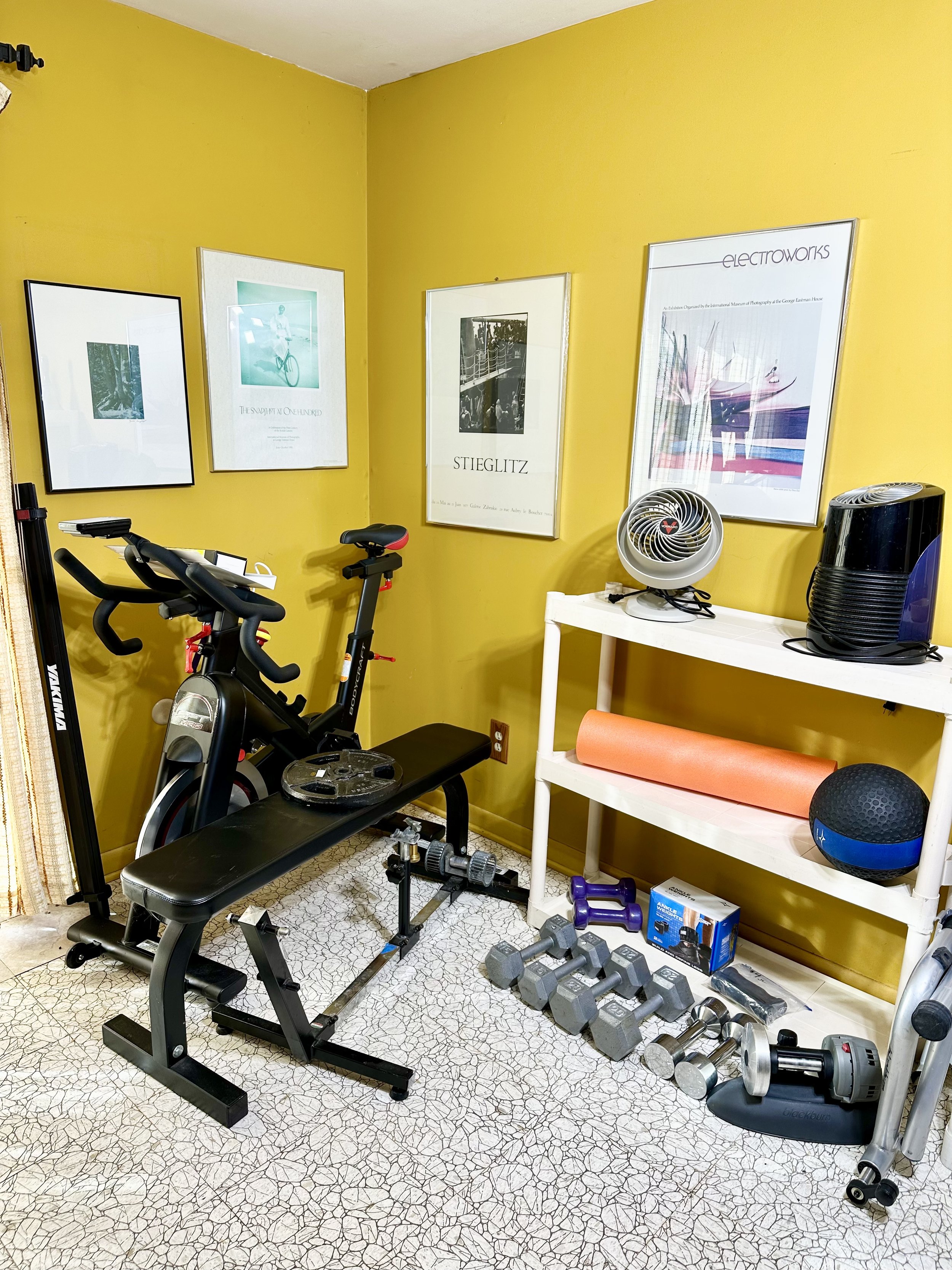 exercise equipment, weight bench, free weights, and more