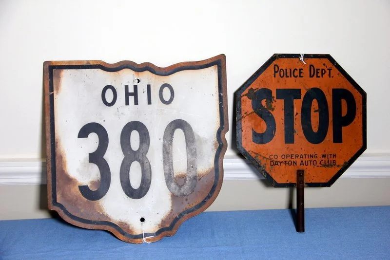 Dayton Auto Club Crossing Guard Sign, Ohio 380 Road Sign