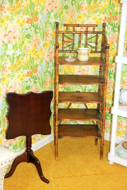 Tilt Top Table, Bamboo Etagere