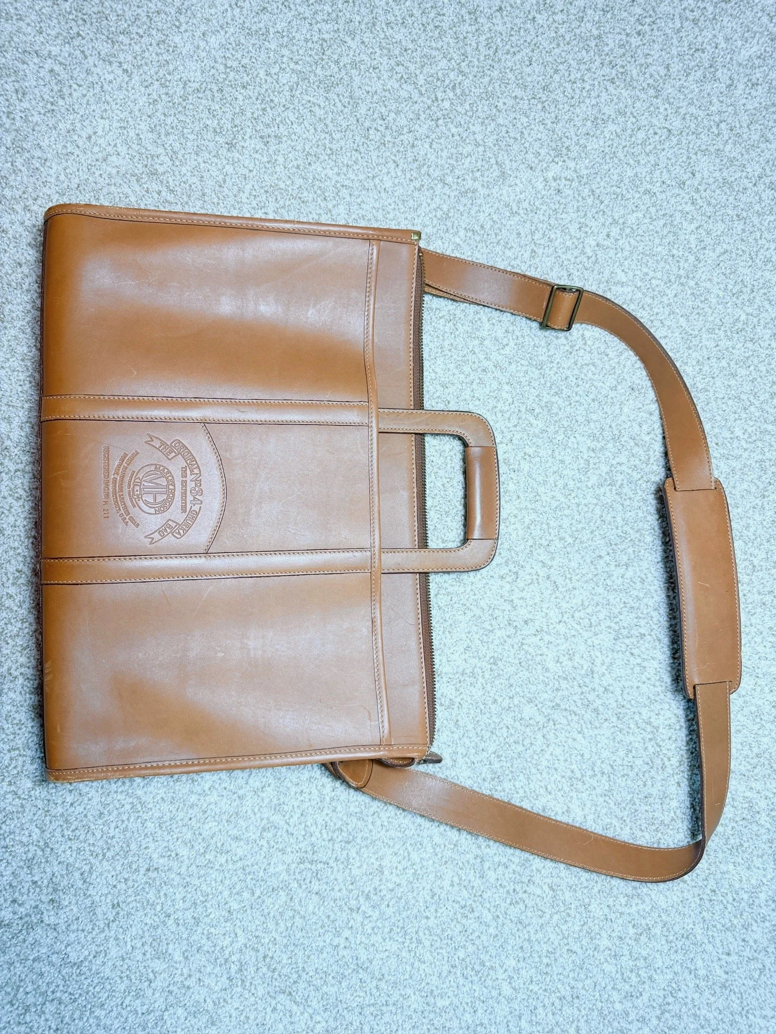 Rare vintage Marley Hodgson Ghurka No. 34 "The Expediter" tan leather briefcase/messenger bag