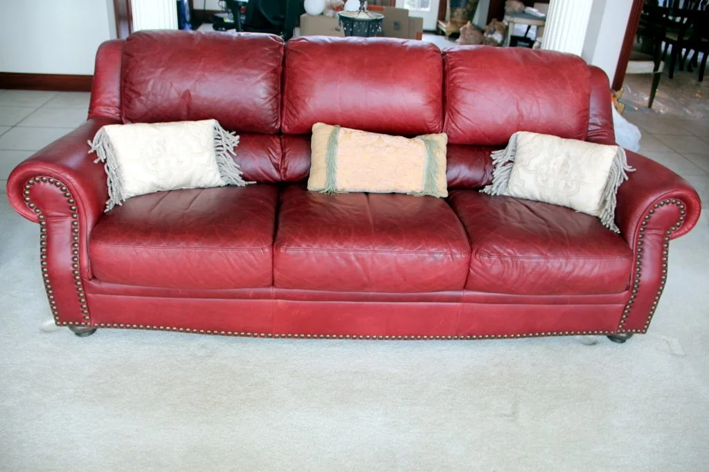 1 0f 2 -Natuzzi Burgandy Leather Sofas