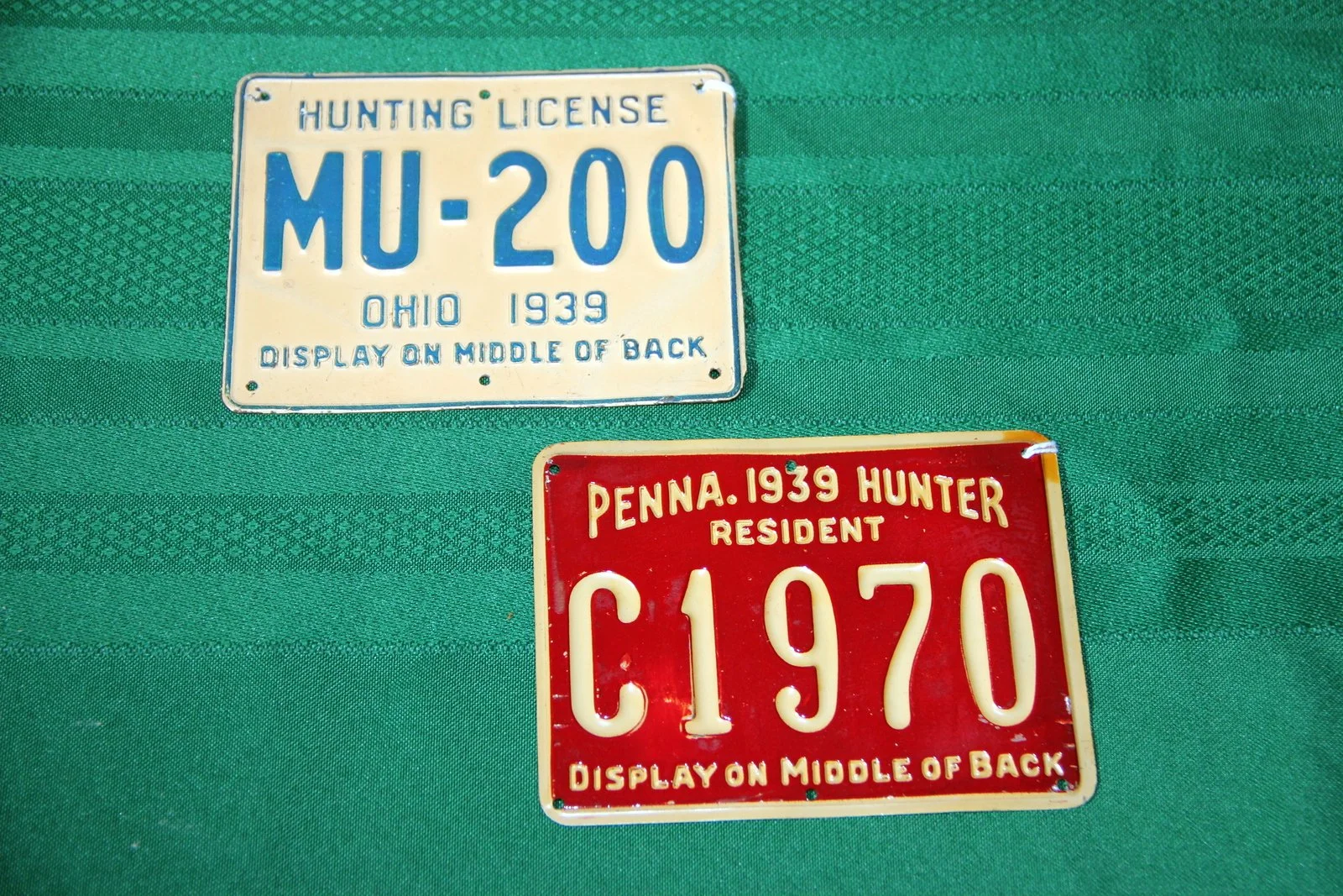 1939 PA Metal Hunting License, 1939 Ohio Metal Hunting License