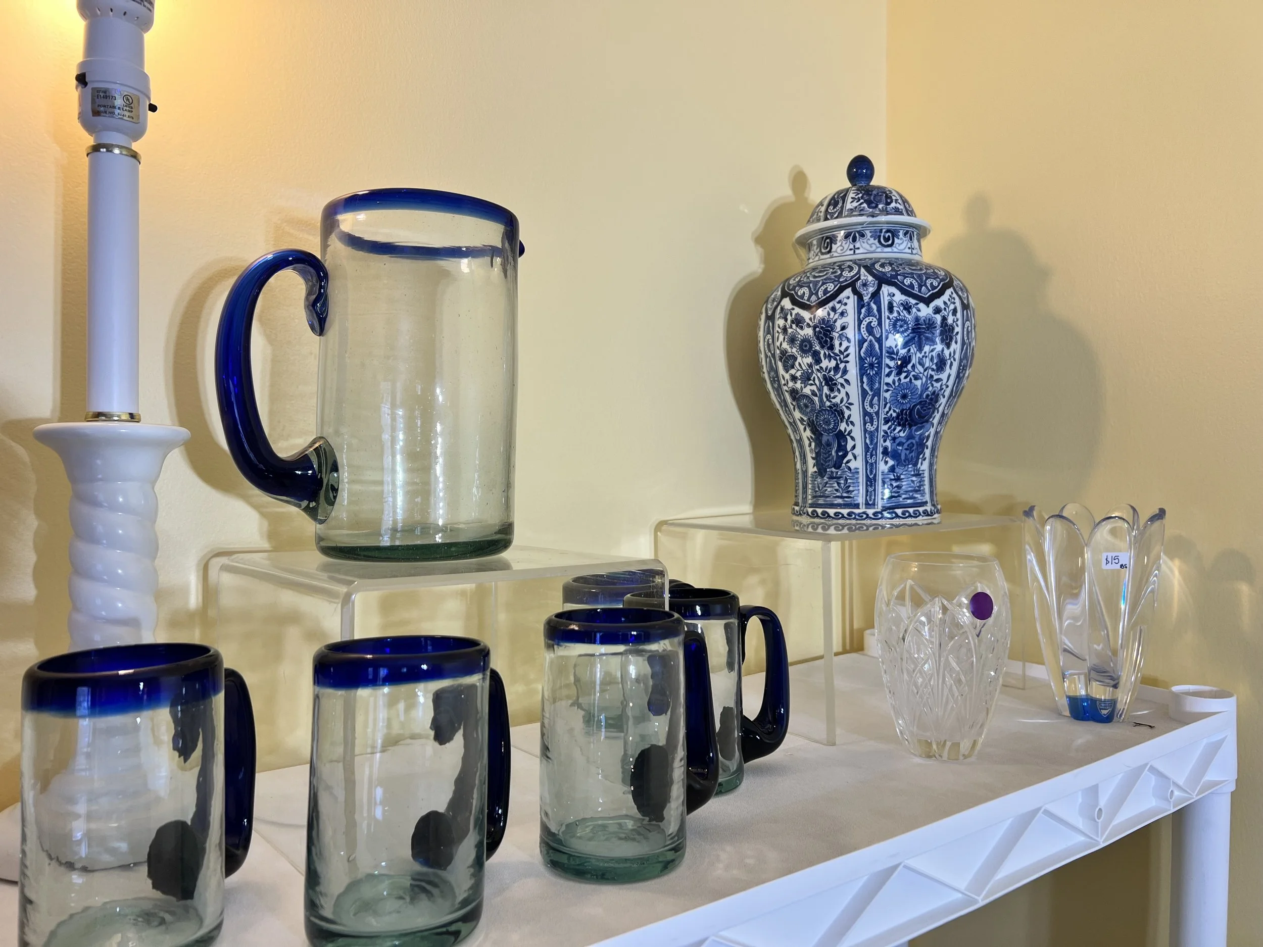 Glass pitchers, lemonade set