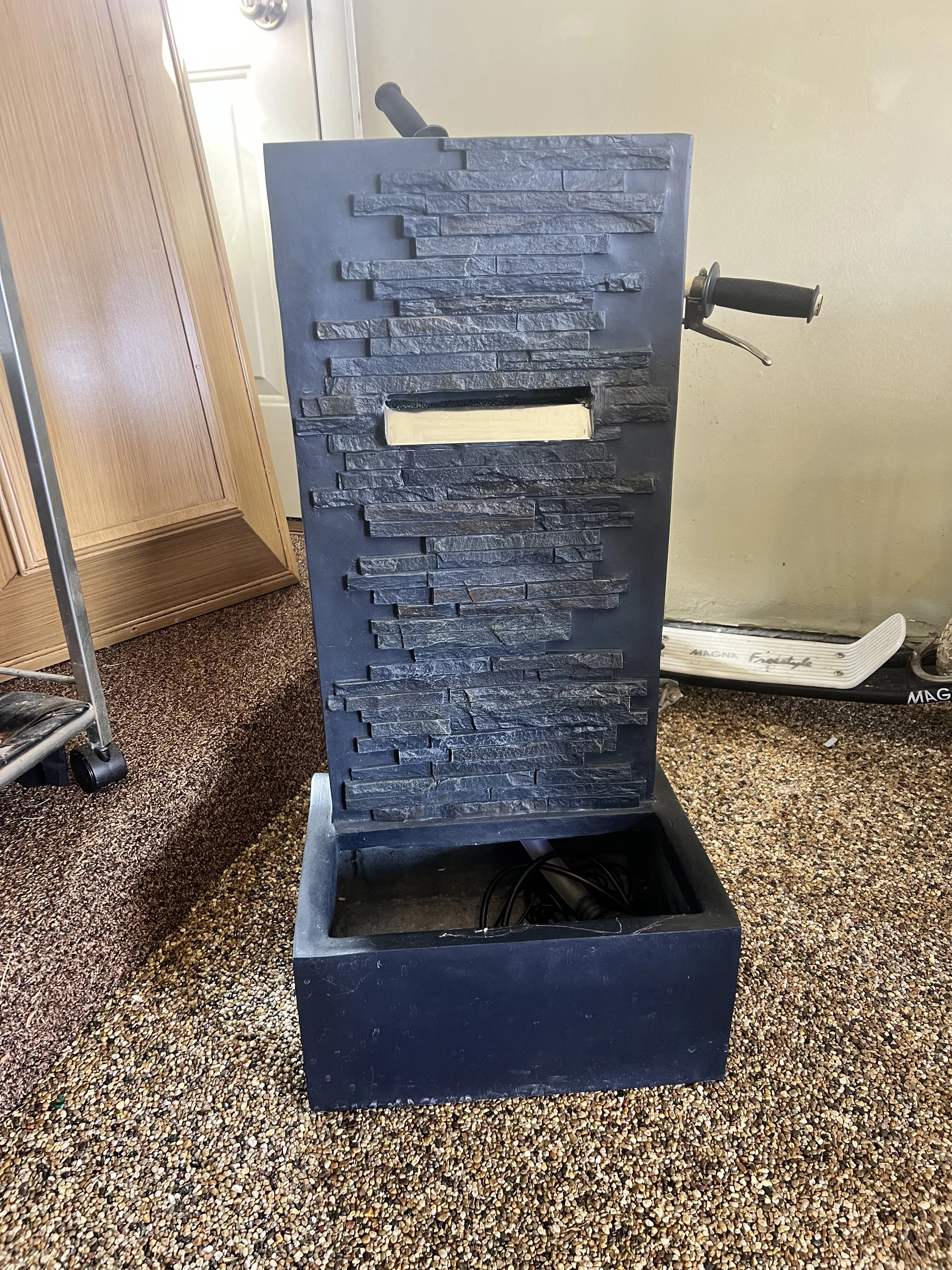 Modern slate-look waterfall floor fountain - a serene home decor piece