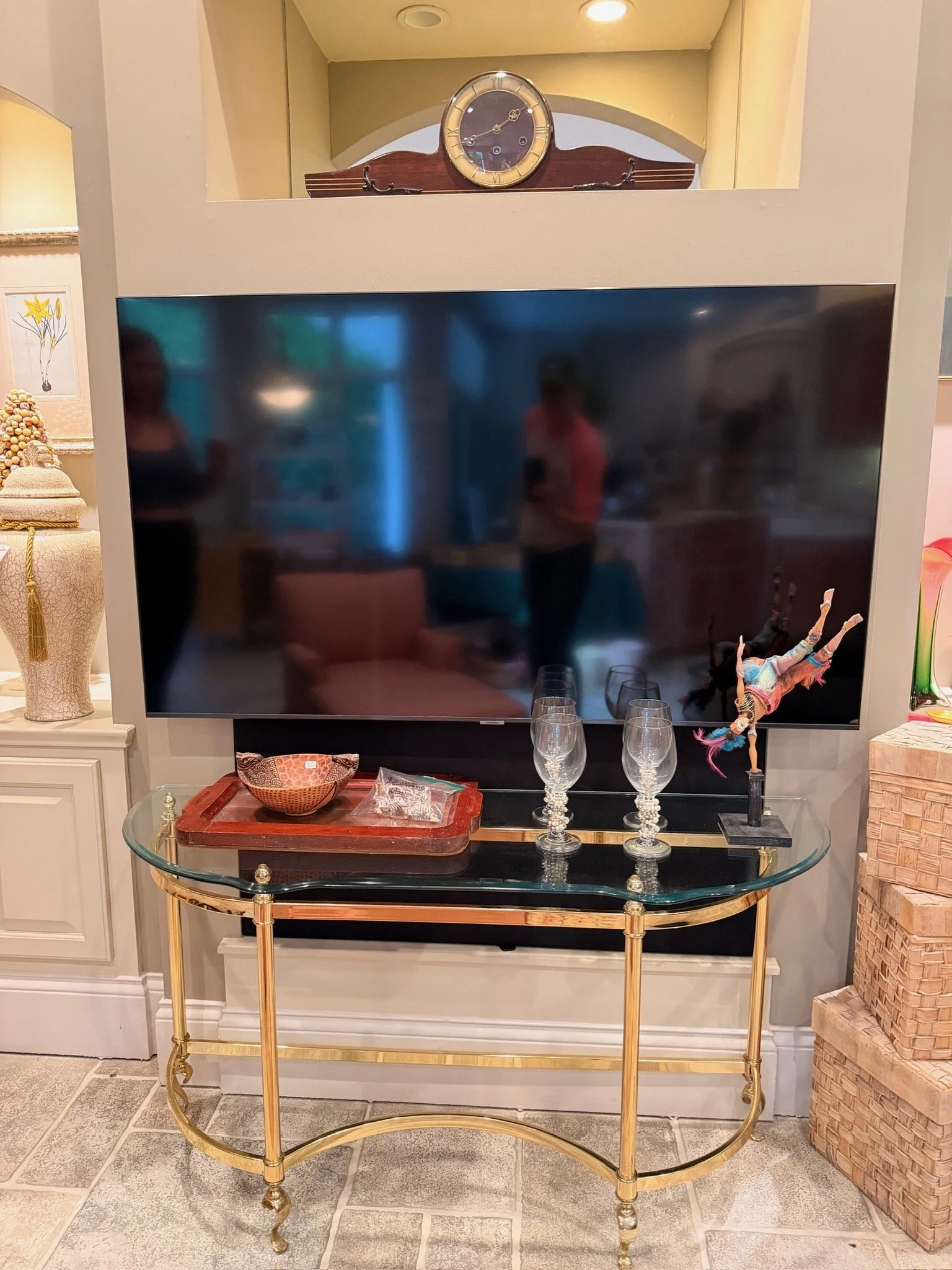 Brass & Beveled Glass Console Table