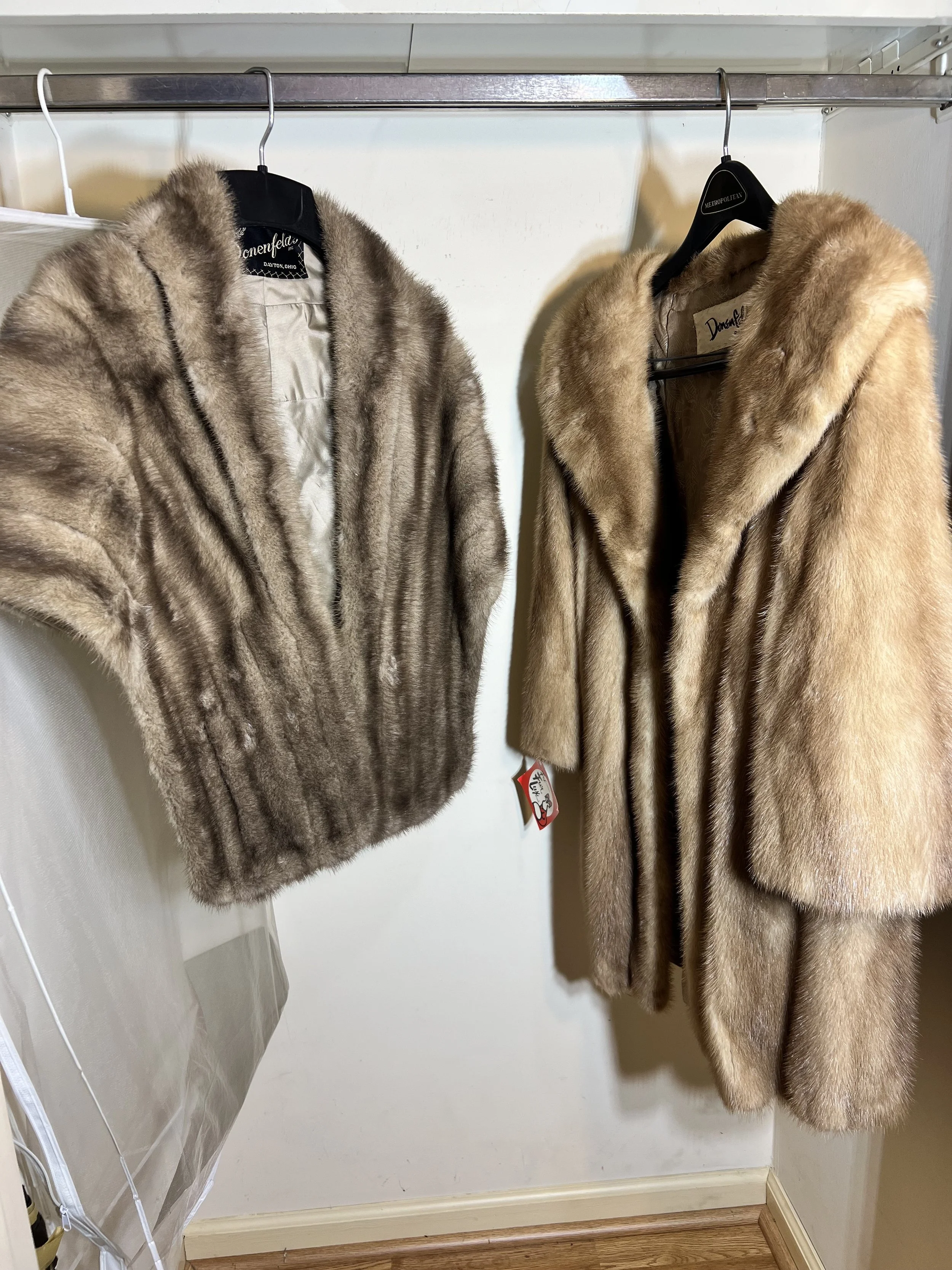 Donenfeld’s of Dayton Furs: Vintage mink wrap/stole and full-length fur coat