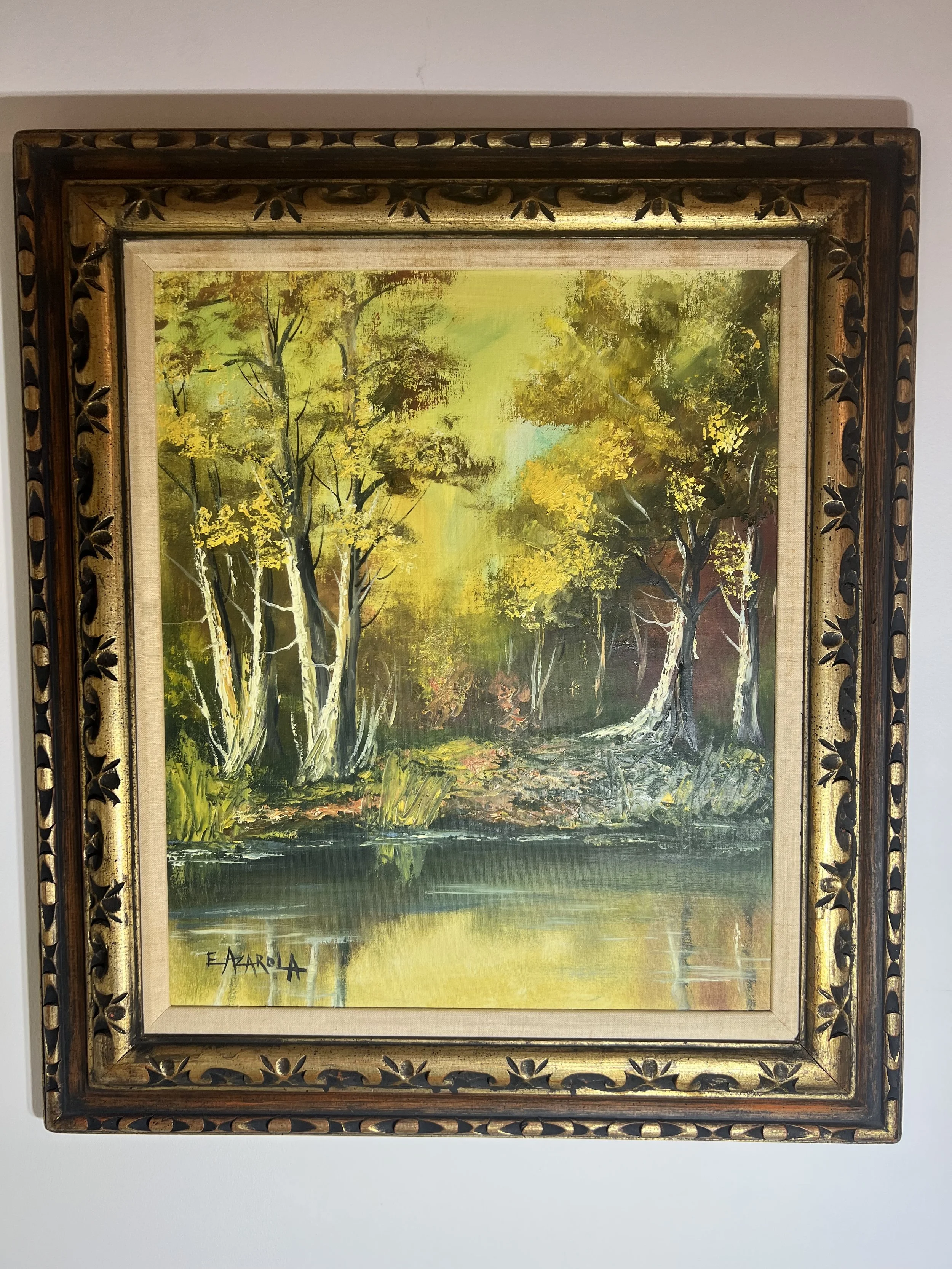 Original Impressionist oil landscape by Emilio Azarola in a fine gold frame