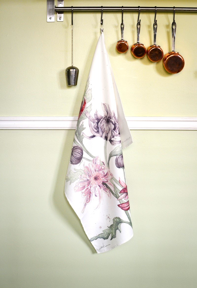 Tea Towel Chrysanthemums bright.jpg
