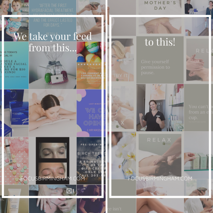 Example of Instagram grid design created by Focus Creative for Birch Tree Day Spa located in Hoover, Alabama