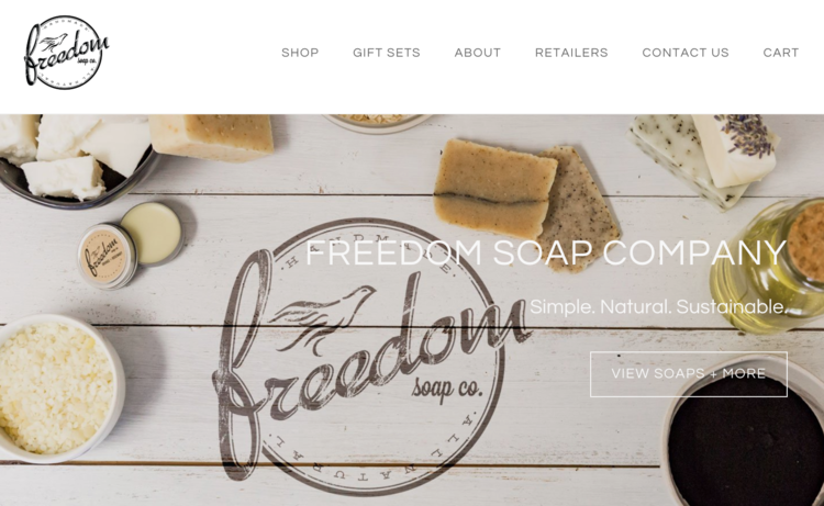 Branding photography created for Freedom Soaps to showcase their all natural soap and cleansing products. This image was used for their website hero image created by Zeekee, a Bell Media Company.