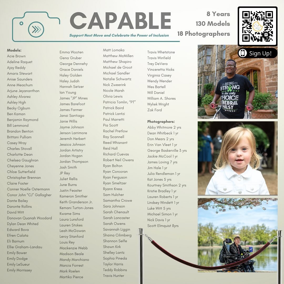 Each year, we plan the Capable Portrait Campaign. It is a social media campaign that culminates to a museum exhibit that we curate for the Virginia Museum of History &amp; Culture. The models are all individuals from the disability community who live