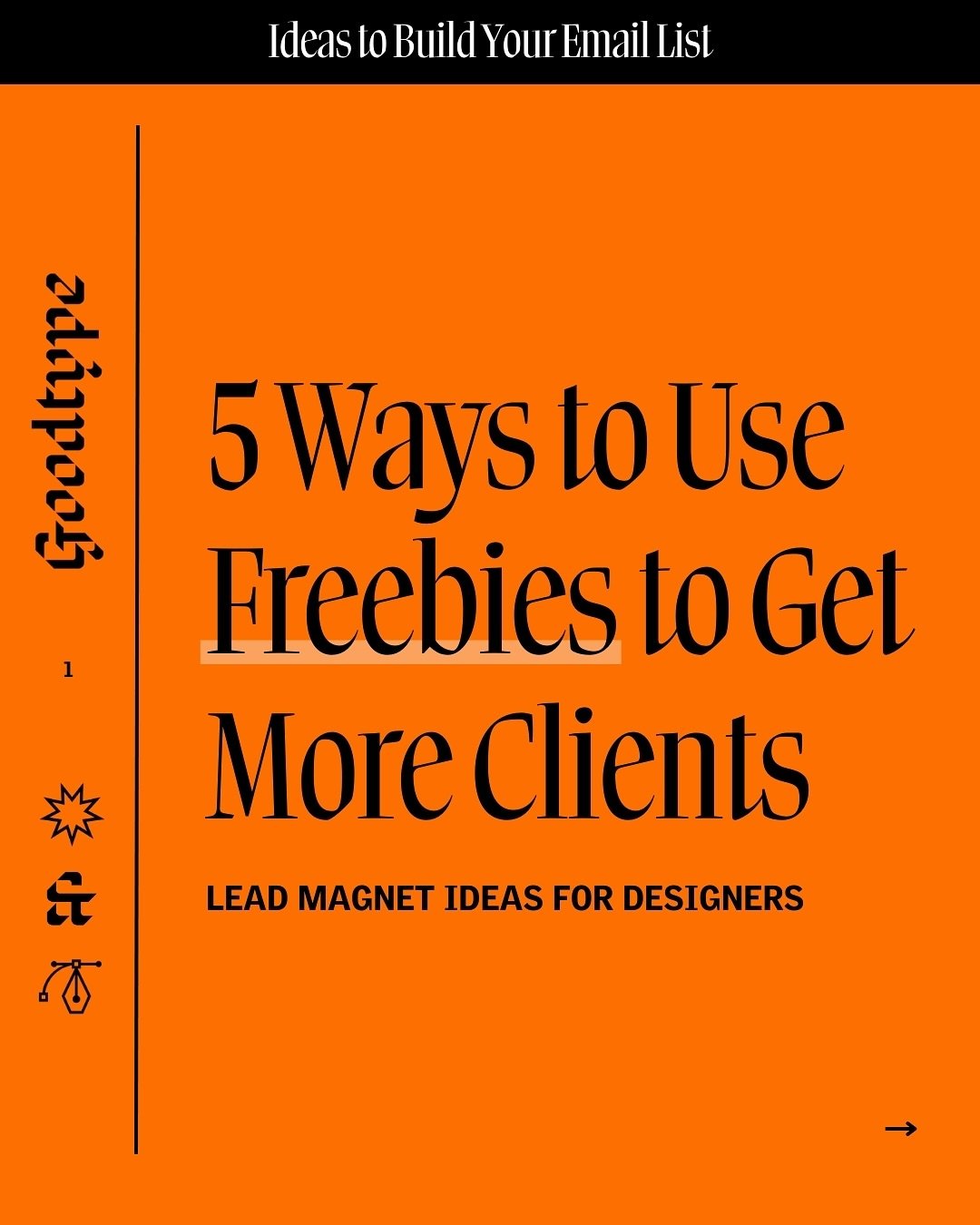 Turn your followers into paying clients &amp; customers by growing your email list! ➡️

Pick one of the five ideas to create your first lead magnet and start growing your email list 👏🏻&nbsp;

PRO TIP: Start with the target audience in mind! If you 