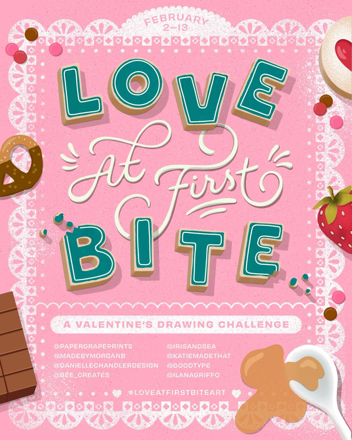 We&rsquo;re teaming up with a group of amaaazing artists for the Love at First Bite Art Challenge in February!

Join us for 6 drawing prompts to help you stretch those creative muscles 🫶🏼

FEB 2: I love you a brunch
FEB 4: Glad we&rsquo;re tight (s
