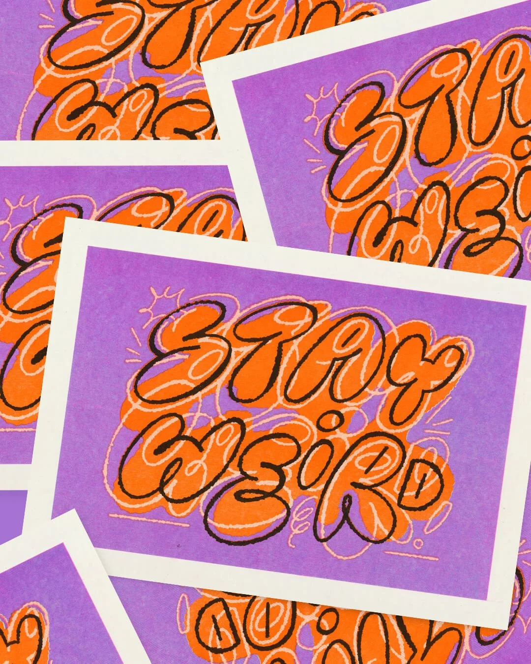 Today's featured lettering artist is @magda.march 🖤 Check out this beautiful 'stay weird' risograph postcard that was part of Riso Club by @risottostudio

#typography #handlettering #letteringart #risograph #goodtype