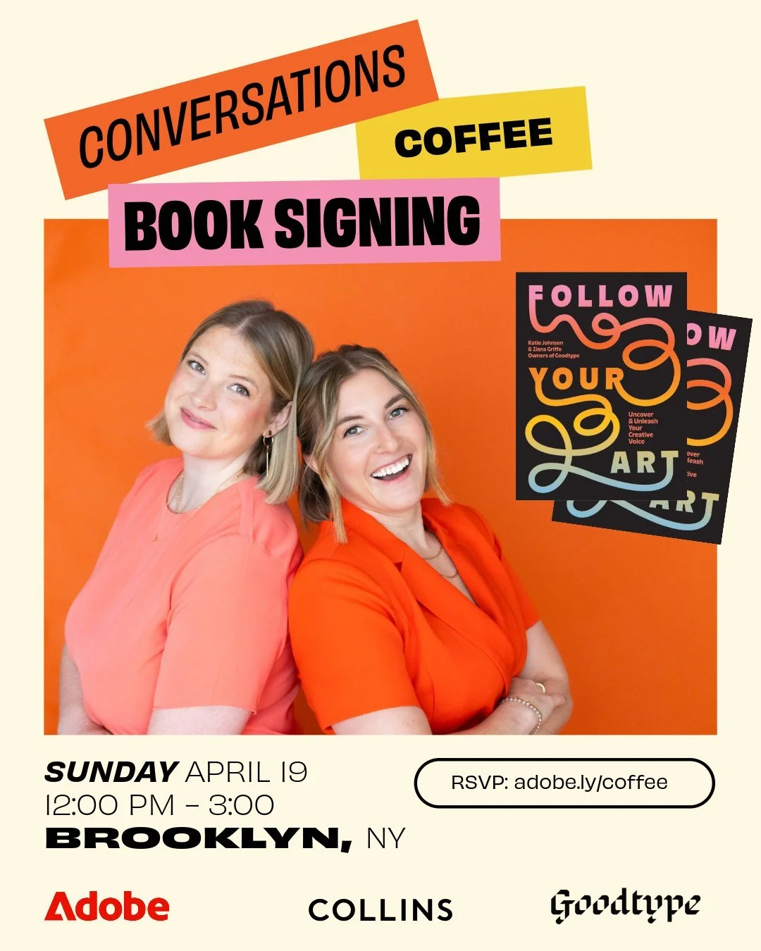 NYC friends, join us for free on Sunday, April 19th, for conversations, coffee, and a book signing event with our friends at @adobe and @thisiscollins

Comment &ldquo;NY&rdquo; and we&rsquo;ll send you the link to RSVP for free! 

#goodtype #strength