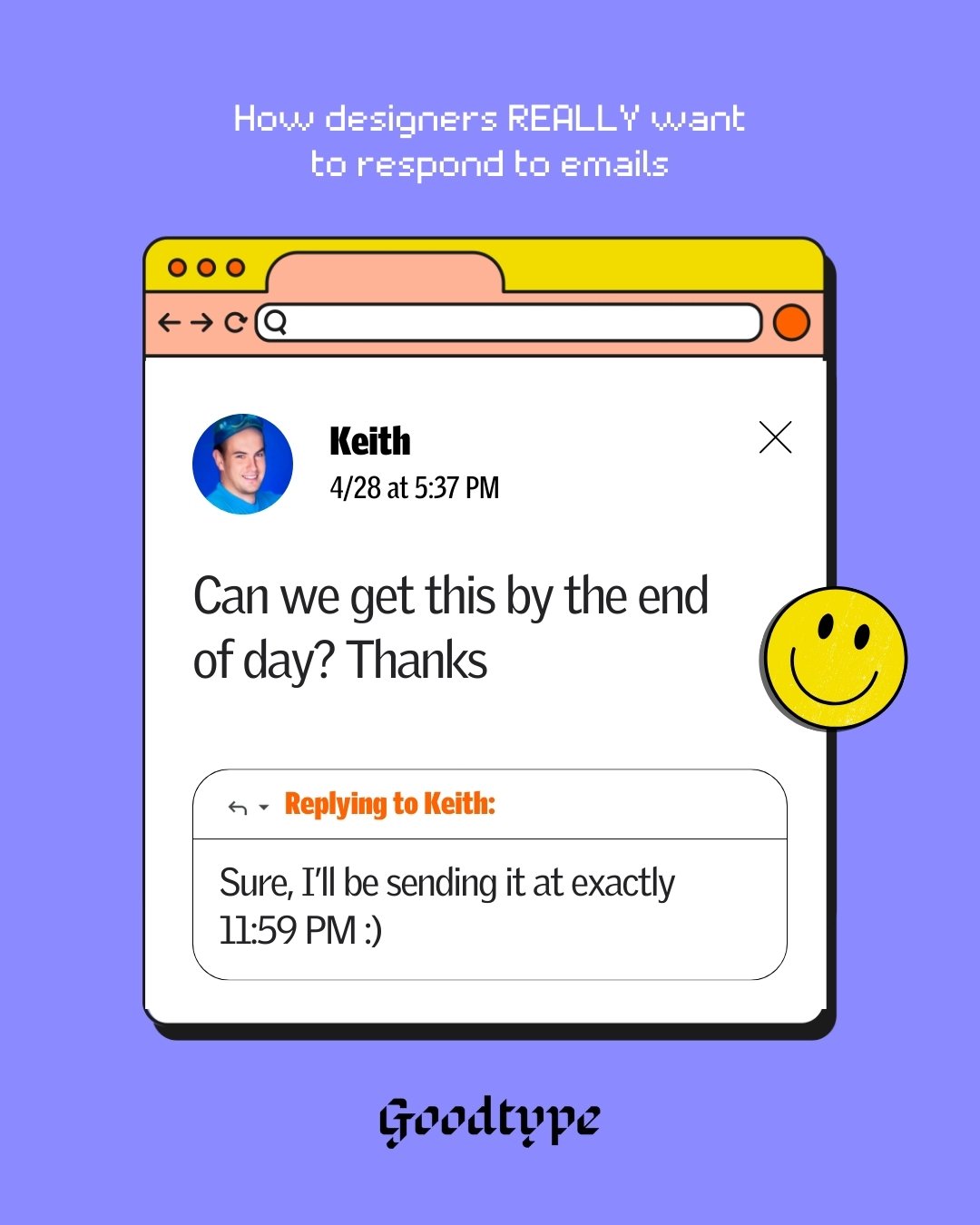 🥲 What&rsquo;s the worst email you&rsquo;ve received as a designer? Tell us in the comments! ⬇️ 

Or comment "SLACK" and join a community of creatives who GET IT 🥵

#goodtype #graphicdesigner #graphicdesignhumor #graphicdesignmemes #artis