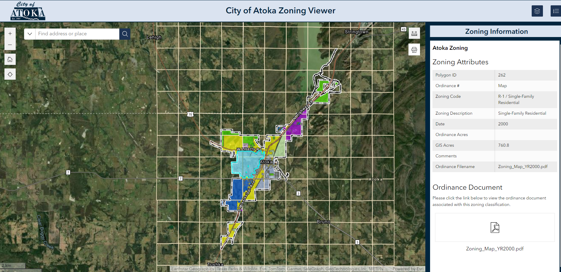 Atoka Zoning Map Updates and ArcGIS Online Setup