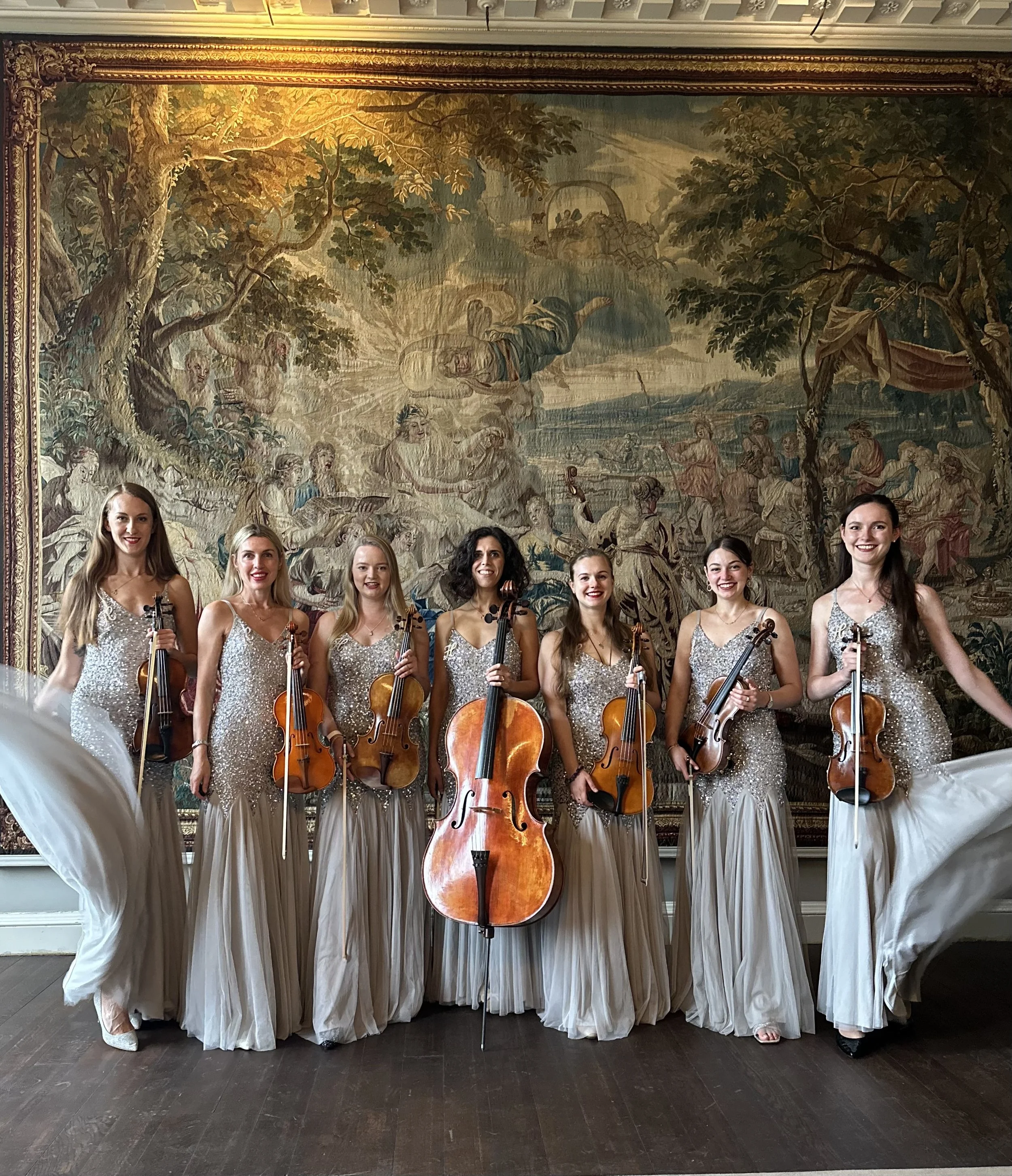 Larger string ensemble performing live music for a luxury wedding or corporate event in the UK