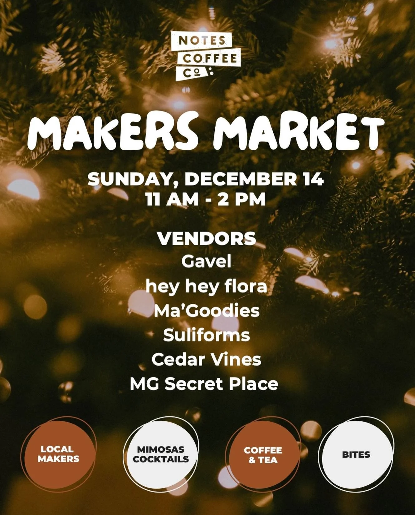 ✨ Our Holiday Makers Market is THIS Sunday! ✨
Sunday, Dec. 14 | 11 AM &ndash; 2 PM
Notes Coffee Co. | 508 Armistice Blvd, Pawtucket RI 02861

Grab a coffee, mimosa, or a bite to eat, stroll our cozy market, and shop incredible local makers.

FEATURED