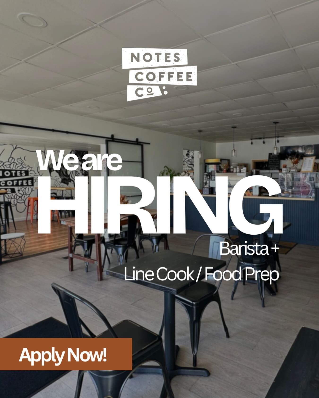 WE&rsquo;RE HIRING AT NOTES ☕
We&rsquo;re looking for amazing people to join our team.

Now hiring:
☕ Baristas
🍳 Line Cooks / Food Prep

-Full-time + Part-time available
-Tips = strong earning potential
-Vacation + Sick Time
-Free shift drinks + mea