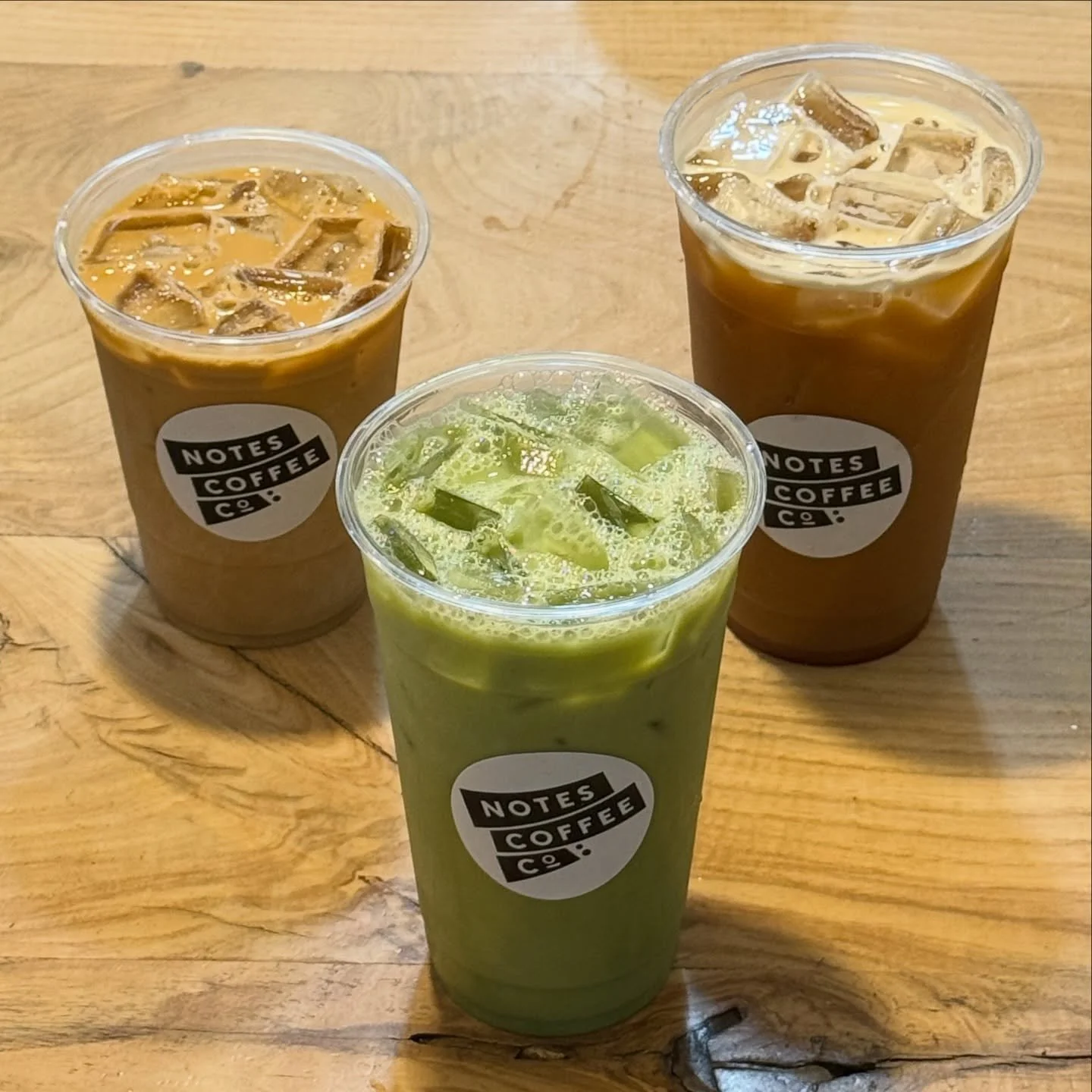 Going into the weekend with fresh new flavors! 😎 
Come say hello! We are open until 3 pm today. 

pictured: Honeybee Latte, Lavender Matcha, and the Almond Joy Latte