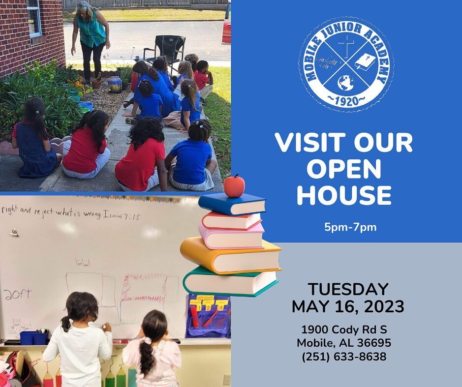 Tomorrow ✏️
Mobile Junior Academy&rsquo; s Open House. Doors open at 5pm, meeting starts at 5:30pm where we will discuss interests and plans for the upcoming year.

📚Current students and parents can discuss the school year, ideas, and meet with teac