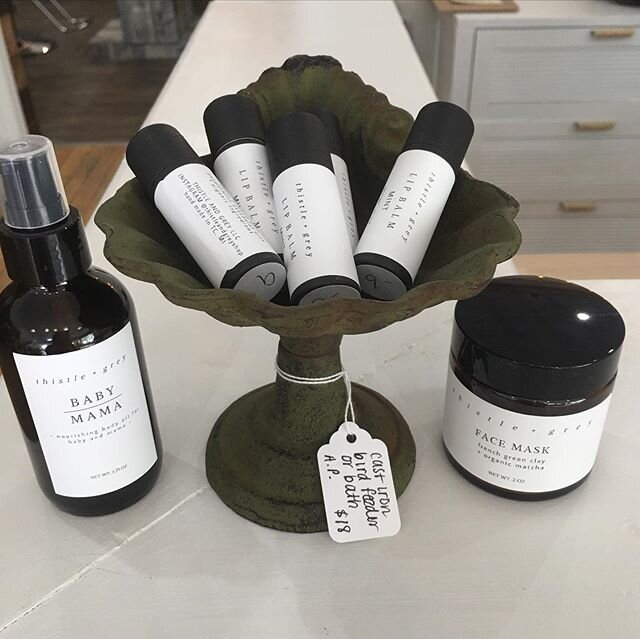 We&rsquo;ve been so busy since we&rsquo;ve been open that we haven&rsquo;t had a lot of time to post and highlight our vendors! New from @thistleandgreyshop lip balm, oil for baby and mama and an amazzzing face mask! Our candles from @ambushprovision