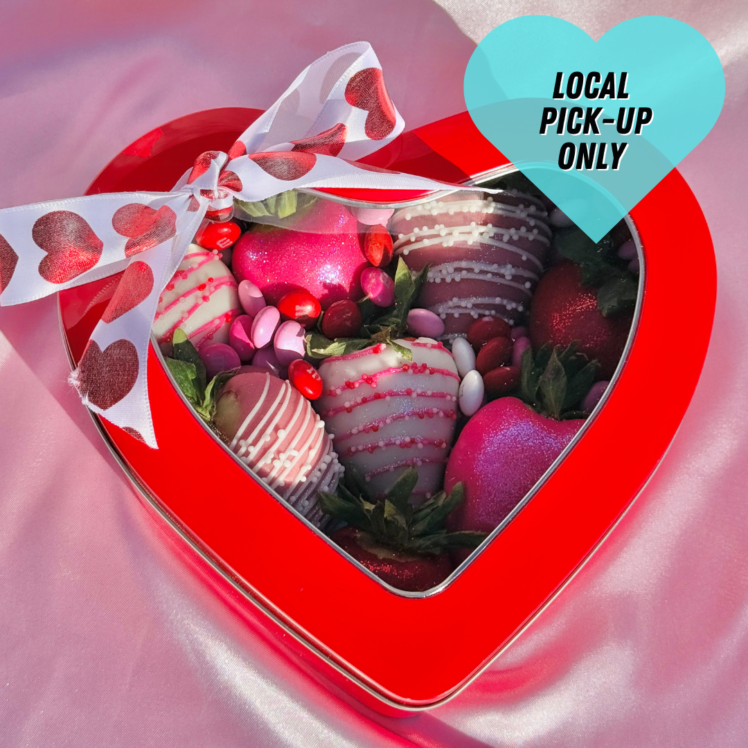 CHOCOLATE COVERED STRAWBERRIES HEART TIN