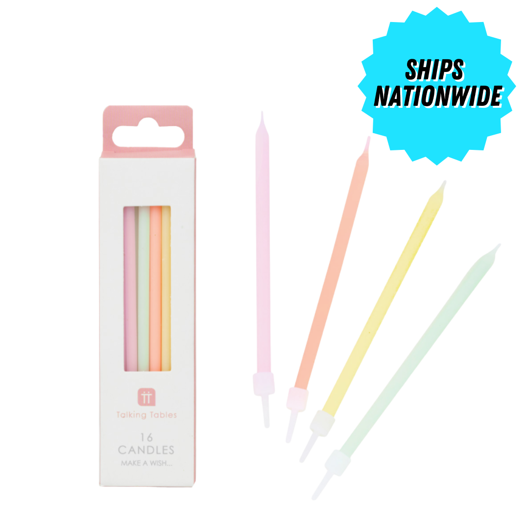 RAINBOW PASTEL BIRTHDAY CANDLES | 16 PACK
