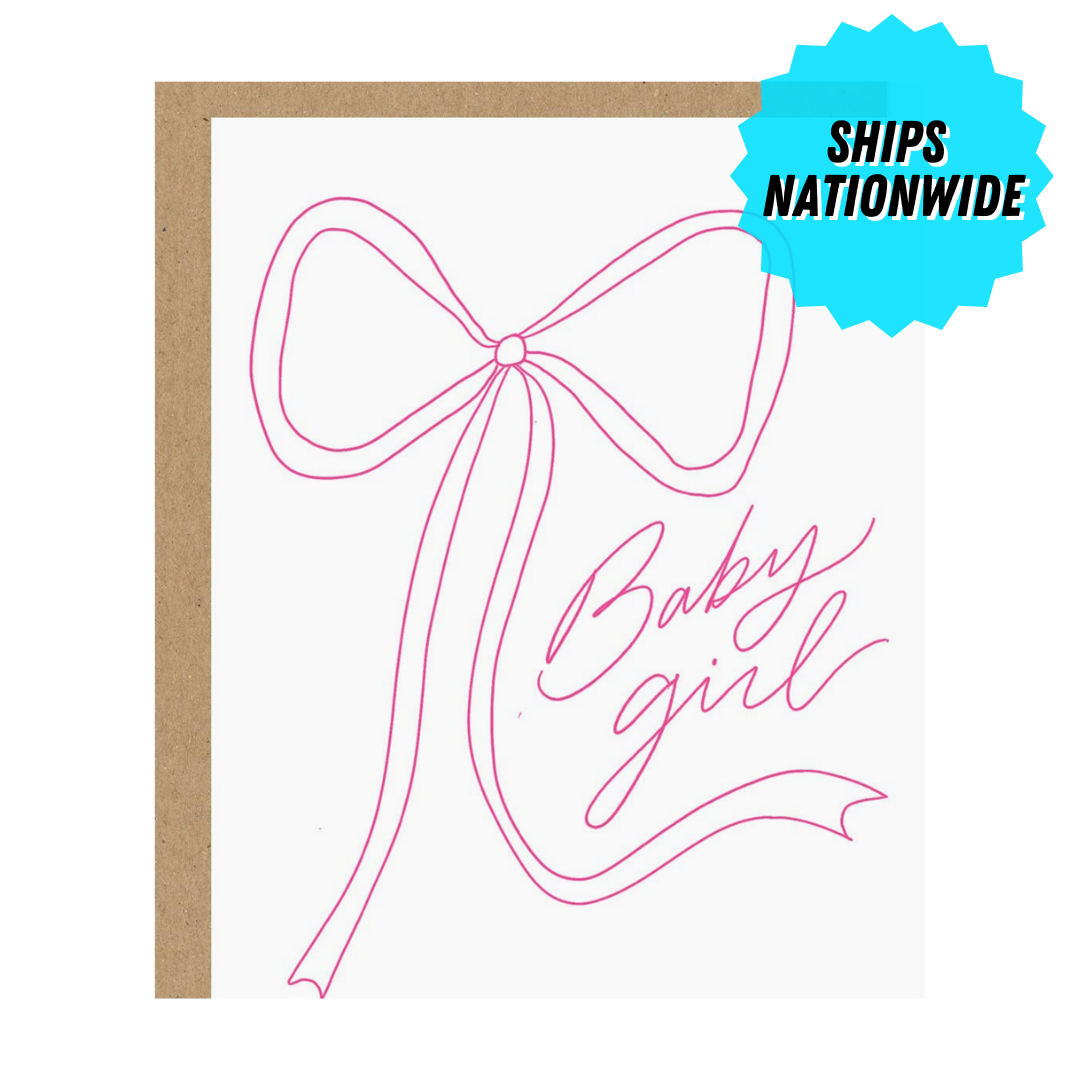 PINK BOW BABY GIRL CARD