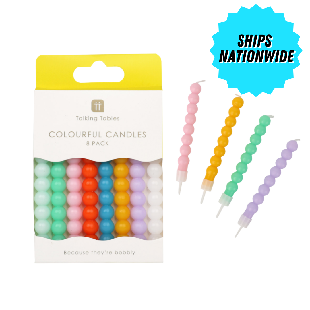 COLORFUL BOBBLE CANDLES | 8 PACK