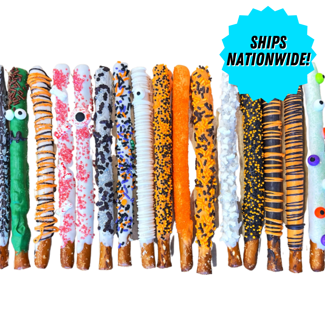 HALLOWEEN CHOCOLATE COVERED PRETZEL RODS