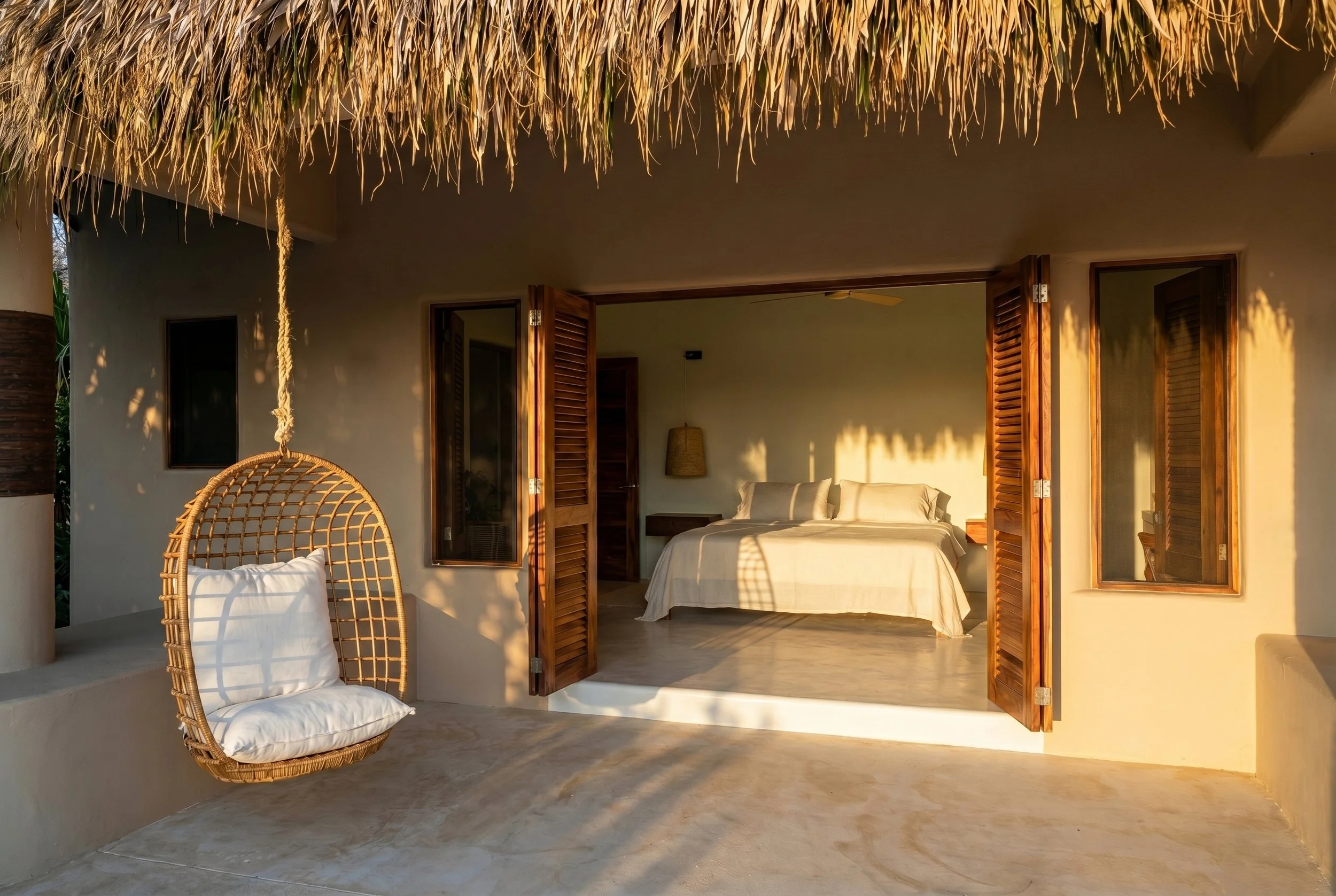 puerto escondido, beach house, hanging chair, palapa