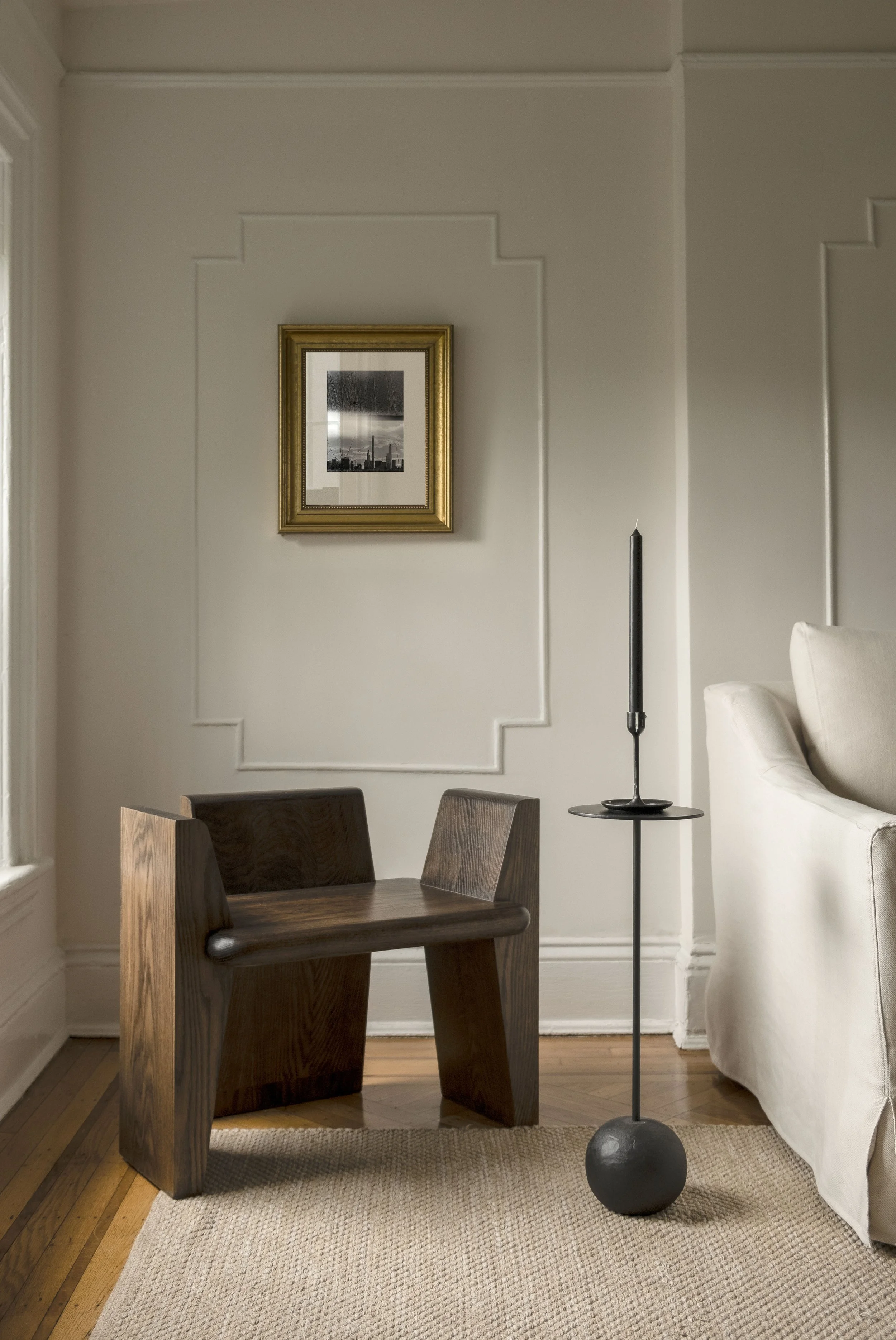 Roc Chair by Laseu Studio, solid red oak monolithic chair inspired by the Catalan word for rock